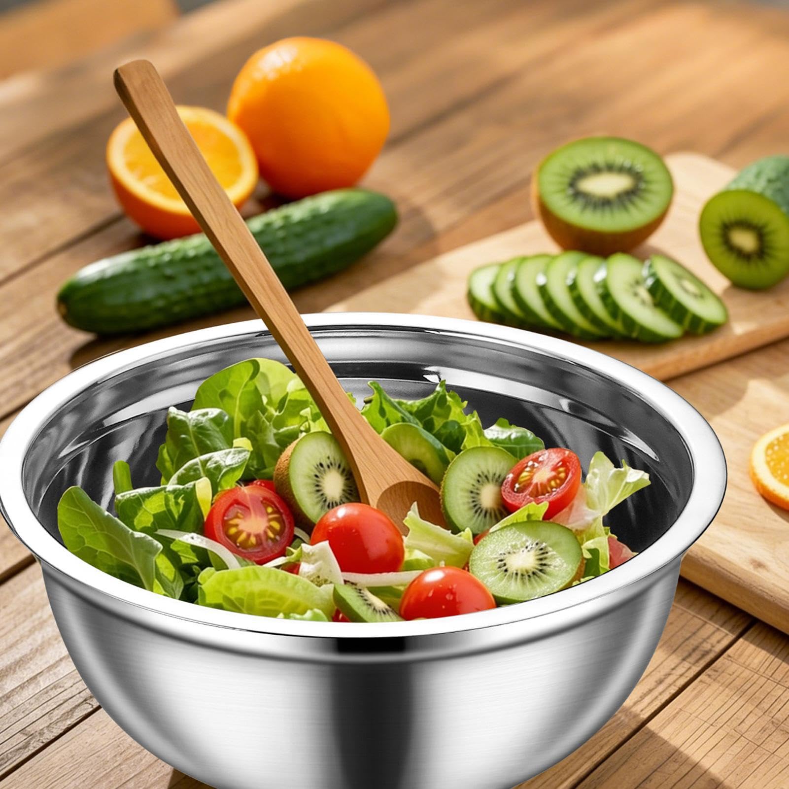 Ciotole in Acciaio Inossidabile per Mescolare Antiscivolo, Lavastoviglie e | Per Casa, Frigo e Preparazione Alimenti Per Salse, Snack, Uova, Condimenti, Verdure, , Frutta
