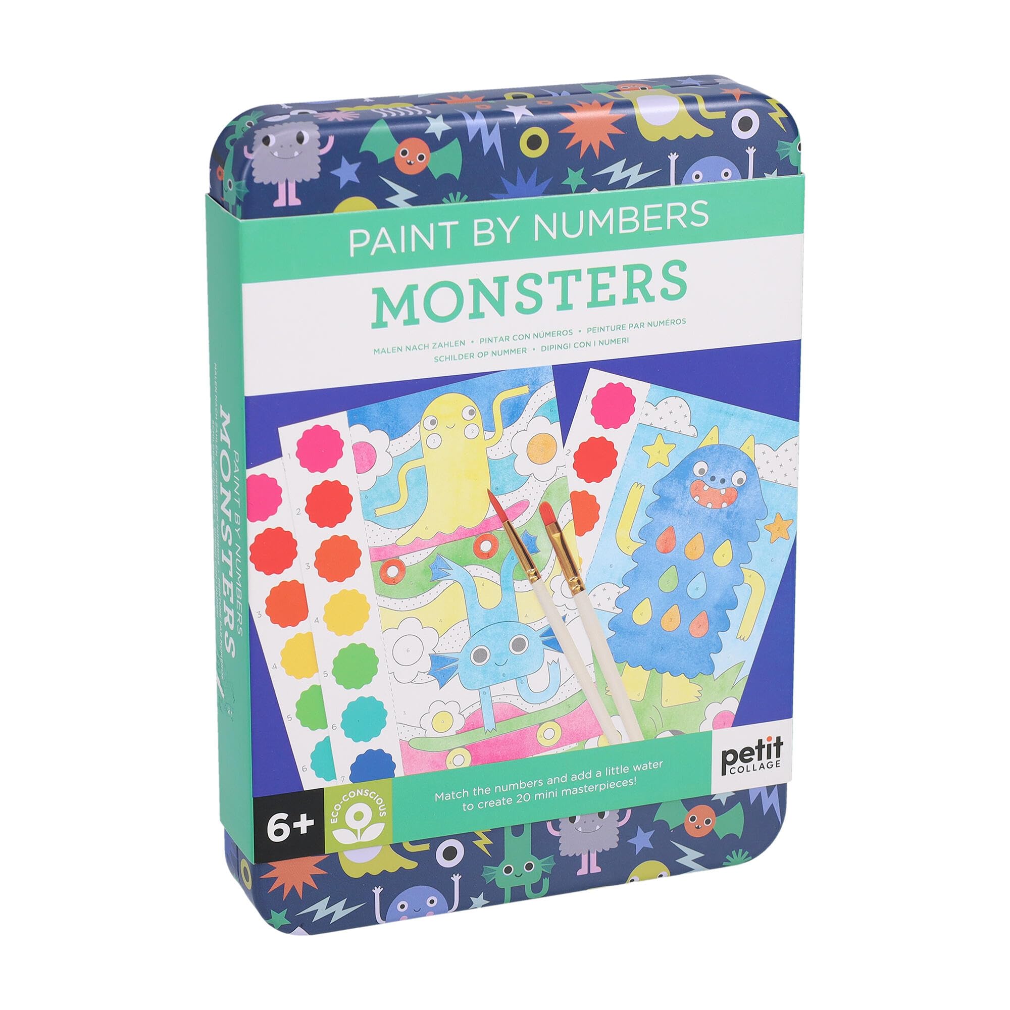 Petit Collage Paint by Numbers Activity Set | Monsters Art Kit for Kids | Guided Painting for Beginners | Screen-Free Creative Play | For Ages 6+