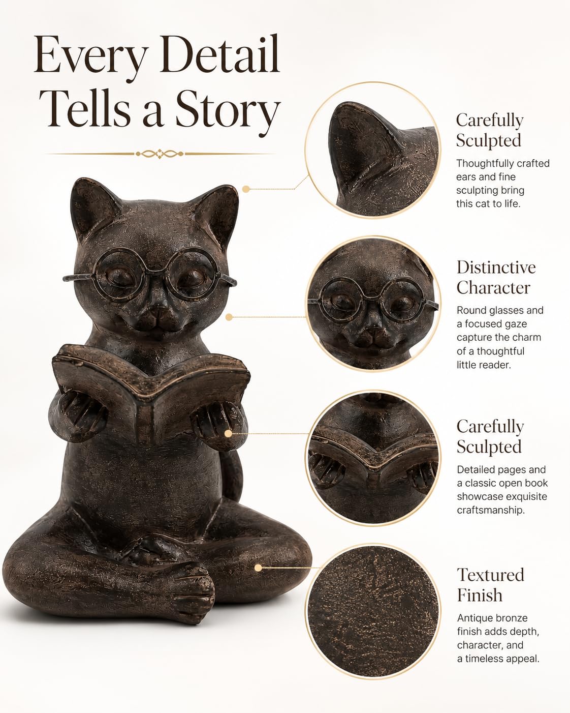 Decoración del hogar Acentos Esculturas Estatuas (2 gatos de lectura)