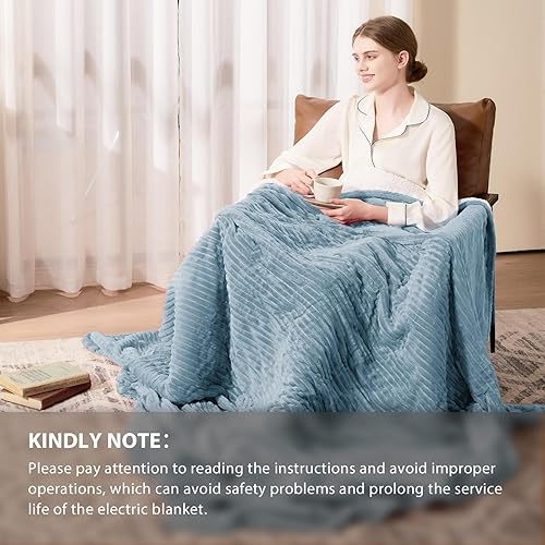 Vista 65 de Homemate Manta térmica eléctrica de 50 x 60 pulgadas, manta térmica de 1/2/4/6/8 horas de apagado automático, 10 niveles de calor, protección contra