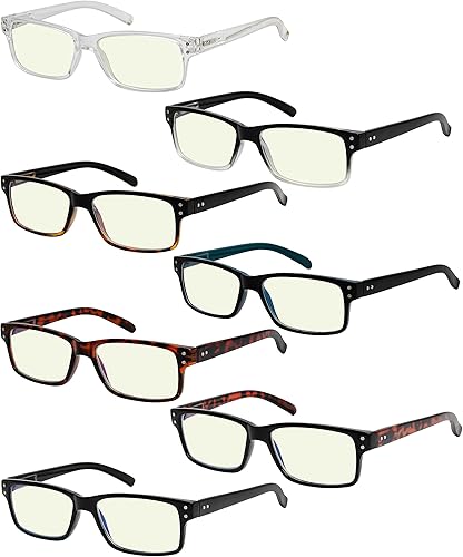 Eyekepper Paquete de 7 lentes de lectura con bloqueo de luz azul para hombres +3.50