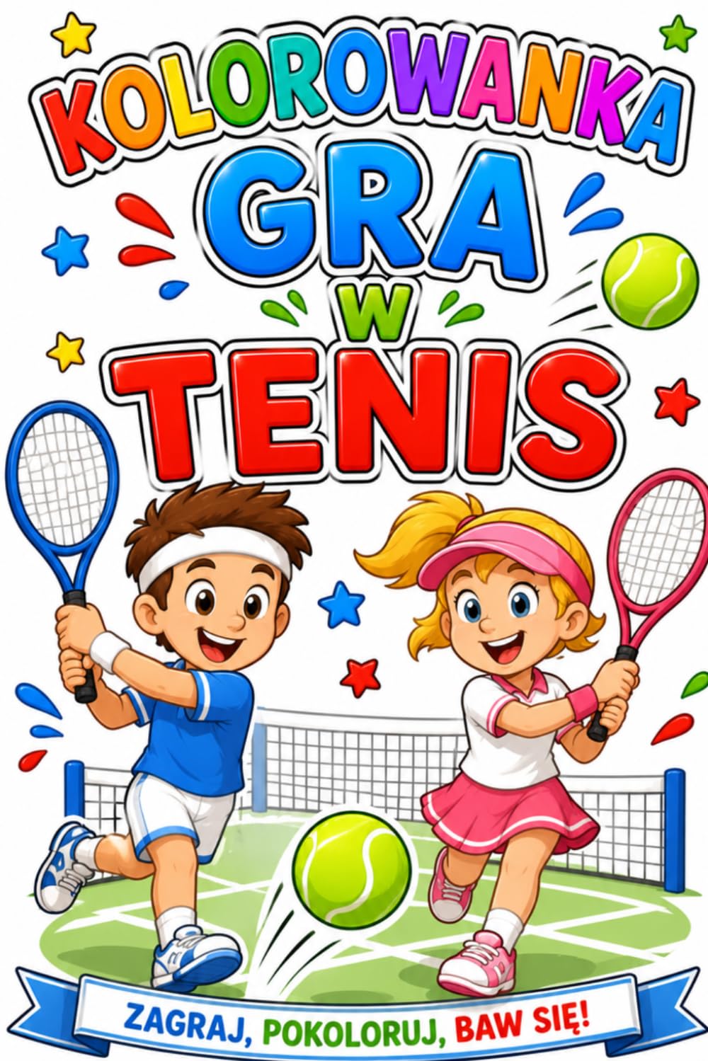 Kolorowanka gra w tenis: Zagraj pokoloruj baw się
