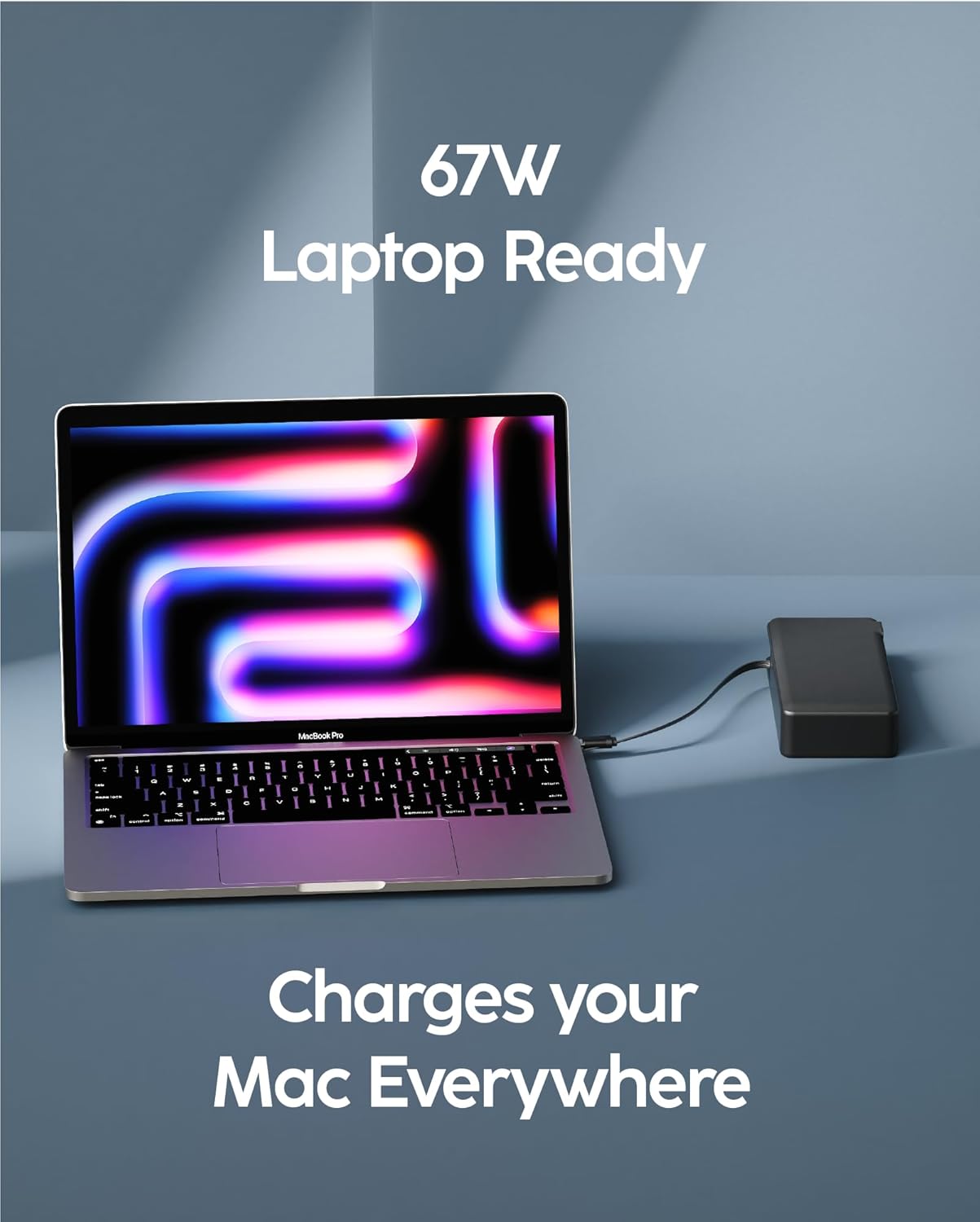 myCharge RetractaCharger - 20,000 mAh Power Bank with Built-in Retractable USB-C Cables and Wall Plug (67 Watts)