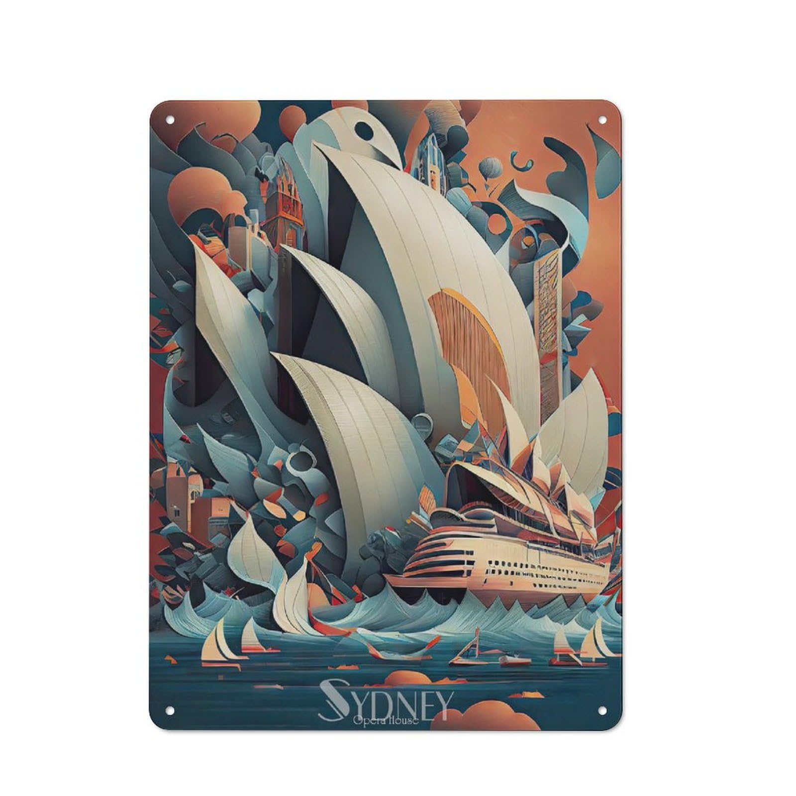 Junmoney Sydney Opera House 2 Vintage Tin Sign 40X30cm With For Kitchen Or Home Bar, For Metal Sign Collectors, For Kitchen And Home Bar Decor