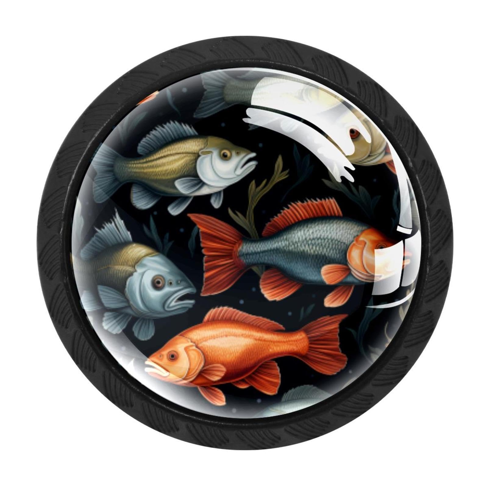 Chenzzzz Multicolored 04 4 Pieces Fish Drawer Knobs, 35Mm Black Cabinet Knobs, Drawer Pulls And Knobs, Dresser Drawer Knobs, Cabinet Hardware Kitchen Cabinet Knobs