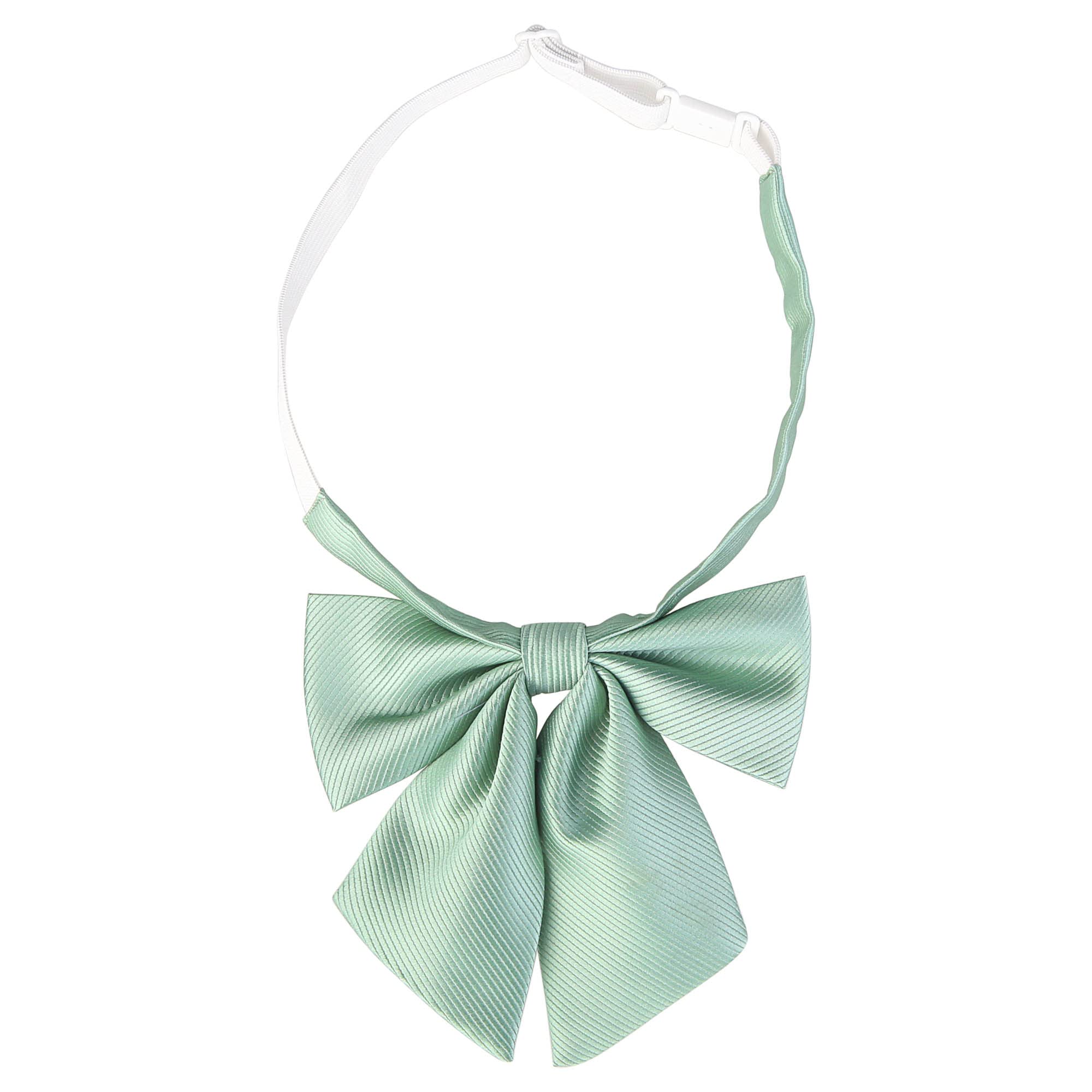 Elerevyo Women's Pre-tied Adjustable Bowknot Bowties Twill Elastic Band Solid Bowties for Uniform One Size Green