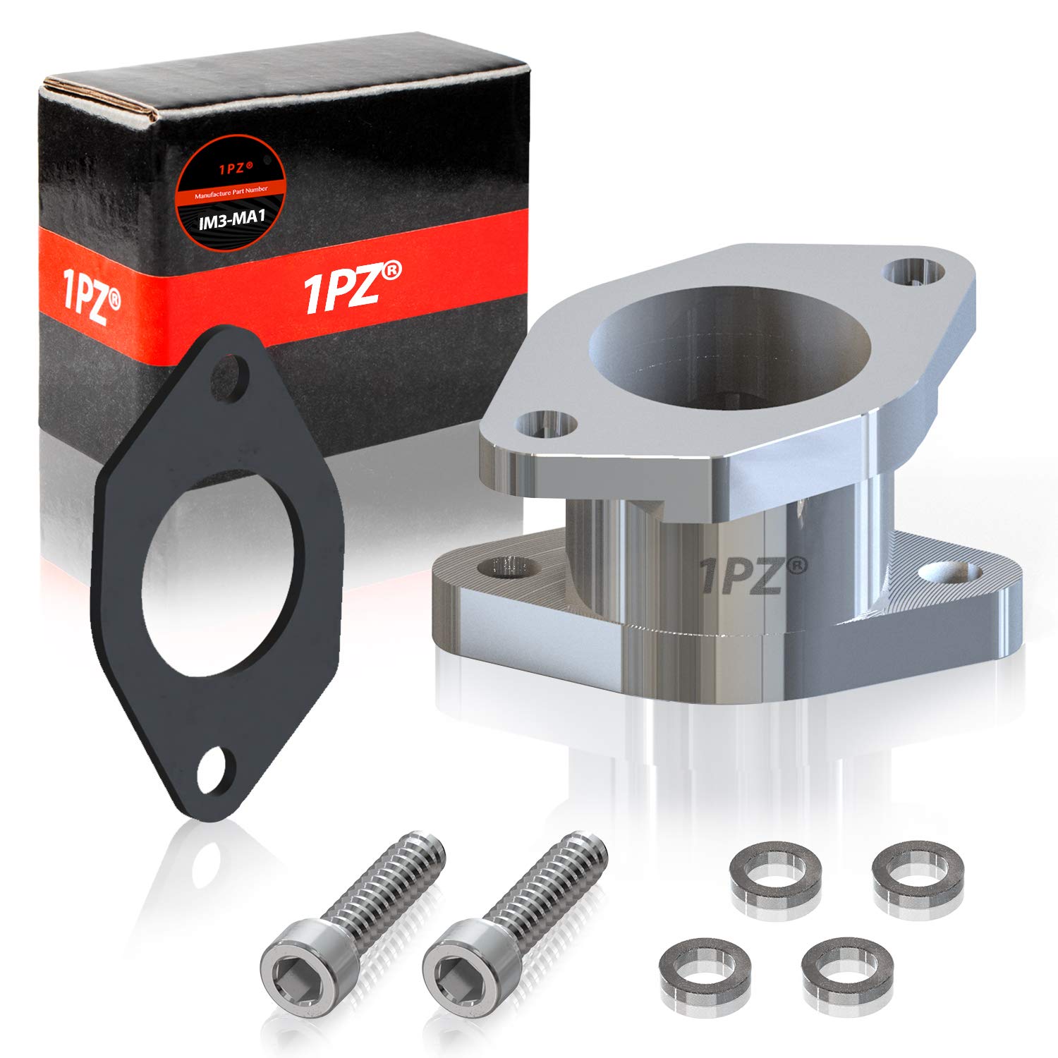 1PZ IM3-MA1 CNC Aluminum Carburetor Intake Manifold Boot Replacement for Yamaha Warrior 350 Wolverine YFM 350 YFM350 YFM350X YFM350FGX 87-04 ATV Quad 4Wheeler 1UY-13586-01-00 1UY-13586-02-00