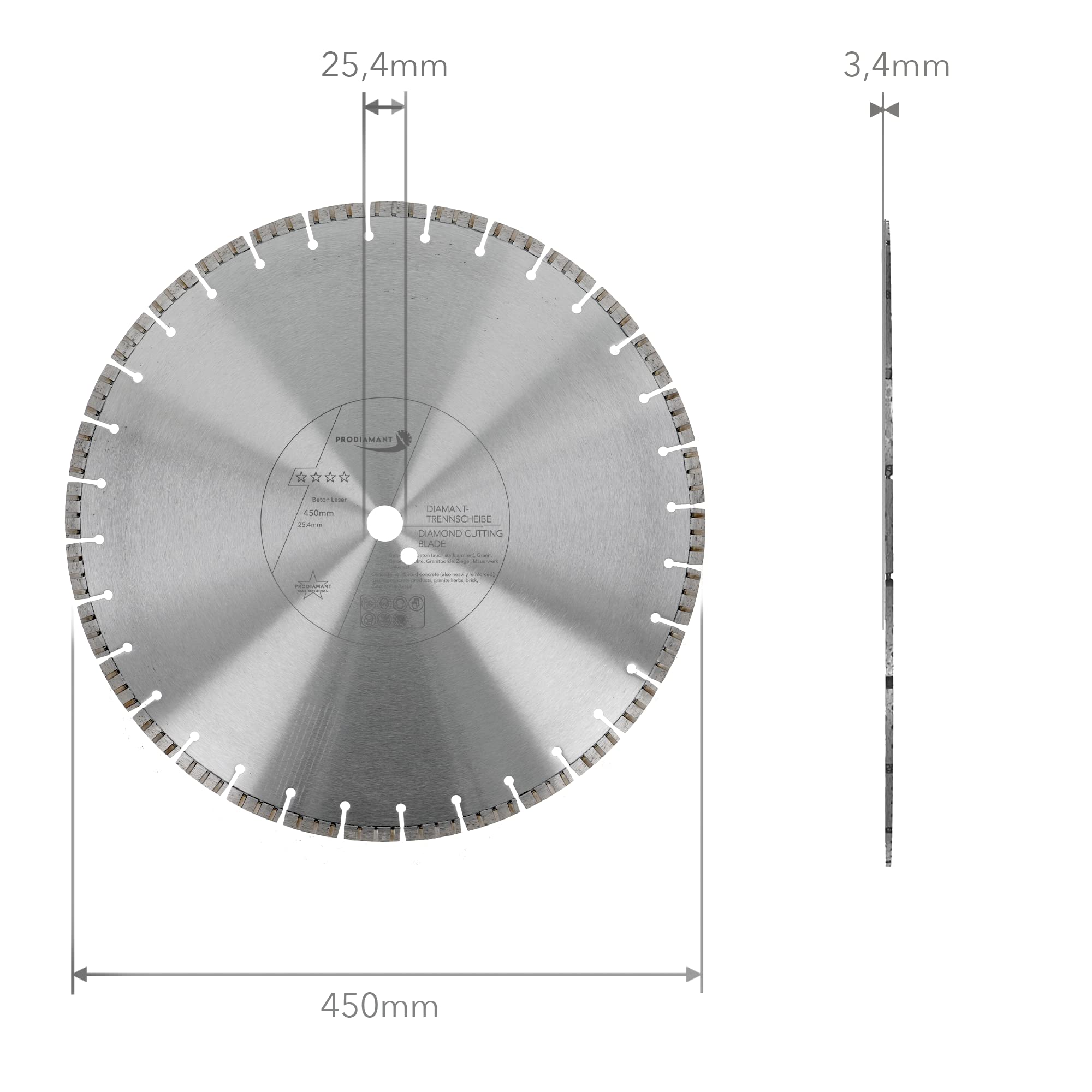 PRODIAMANT Disco de corte de diamante Premium láser para hormigón 450 mm x 25,4 mm disco de corte de diamante soldado por láser