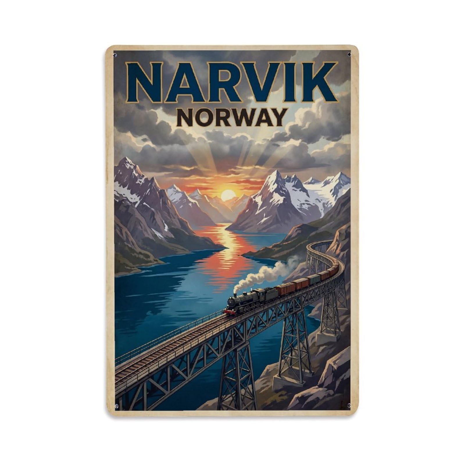 Metal Tin Sign Norway Narvik Travel Retro