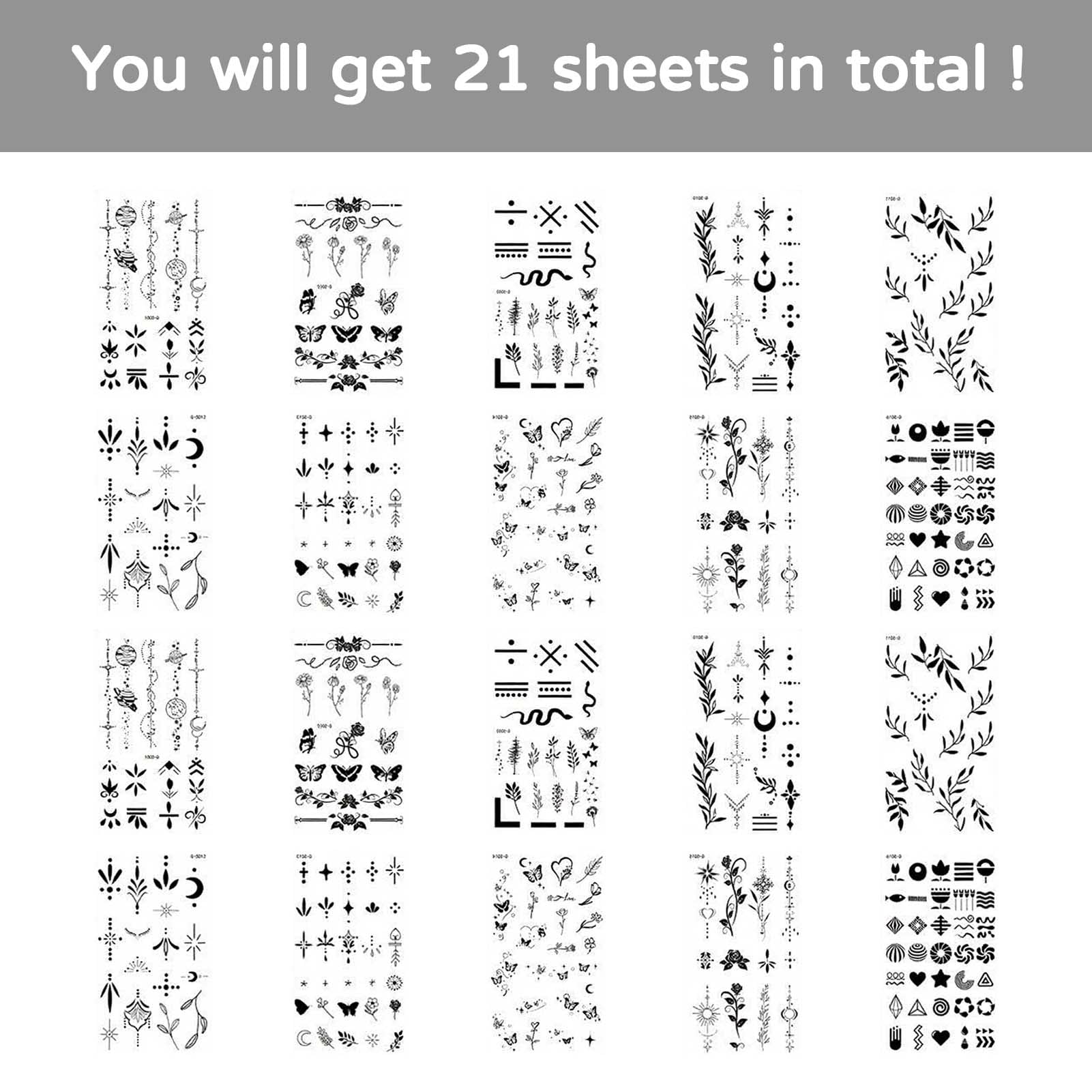 20 Sheets Temporary Tattoos for Women Girls Waterproof Long Lasting Fake Tattoos Black Flowers Wild Plant Butterfly Stick on Tattoos Semi Permanent Transfer Tattoos Stickers for Makeup Accessories - Image 2