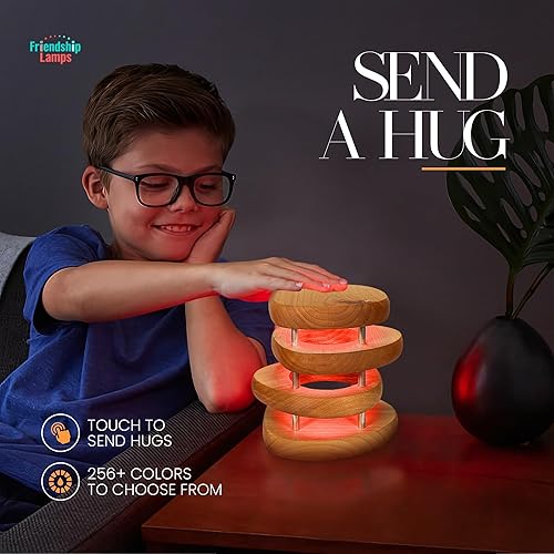 Miniatura 3 de Friendship Lamp Mid-Century Knotty Alder Wood Design Handmade in USA - Wi-Fi Touch Lamp LED Light for Long-Distance, Connection, Relationship,