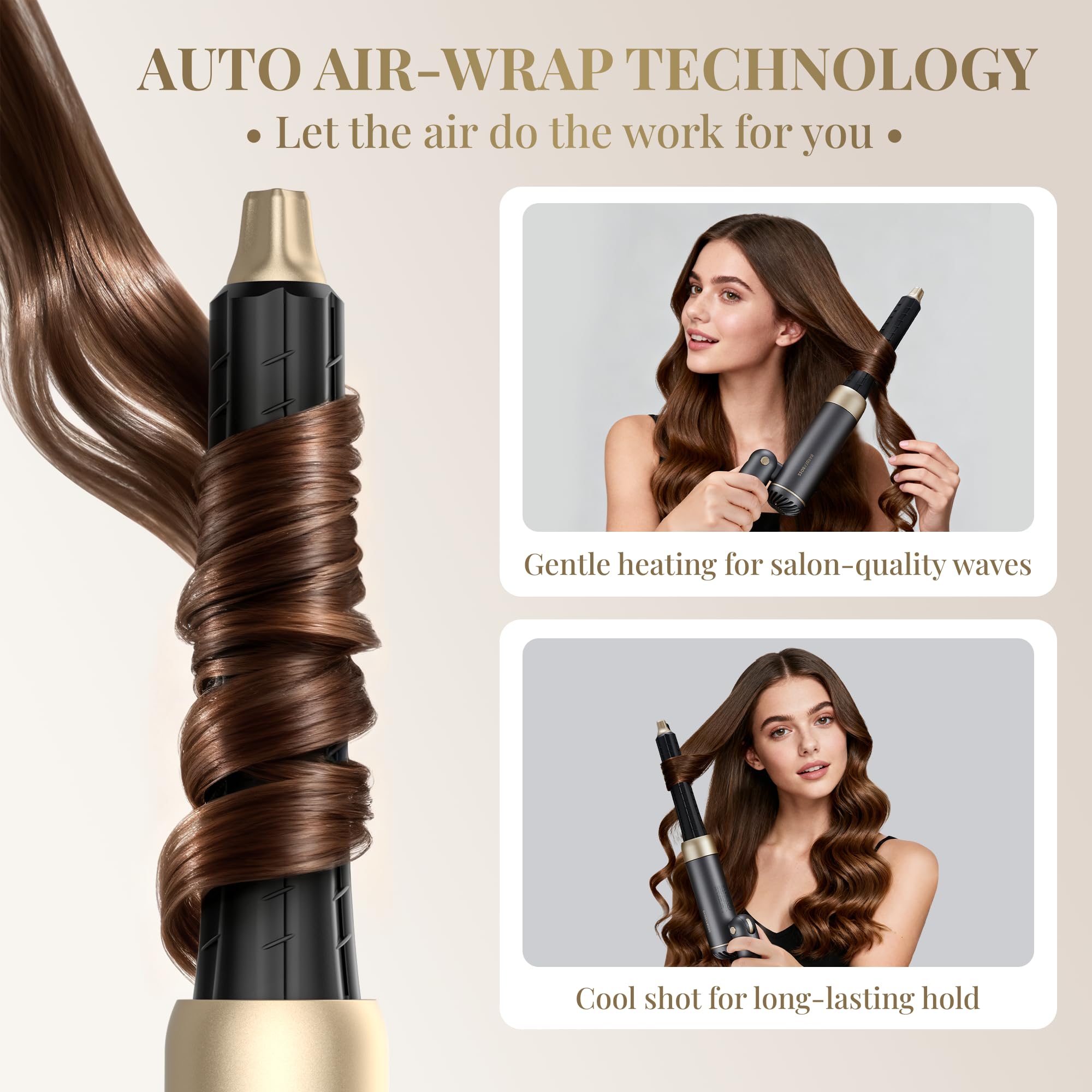 BarberBoss Sèche-cheveux, styler à air chaud, anti-frisottis, ions négatifs, sèche-cheveux et fer à friser pliable, moteur haute vitesse, outil de coiffure de voyage, styler à séchage rapide, QR-8850
