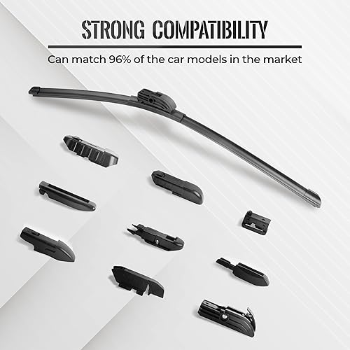 Miniatura 3 de DSV Standard Limpiaparabrisas de repuesto para automóvil, de 24 y 20 pulgadas, limpiaparabrisas de repuesto para automóvil, repelente al agua, fácil