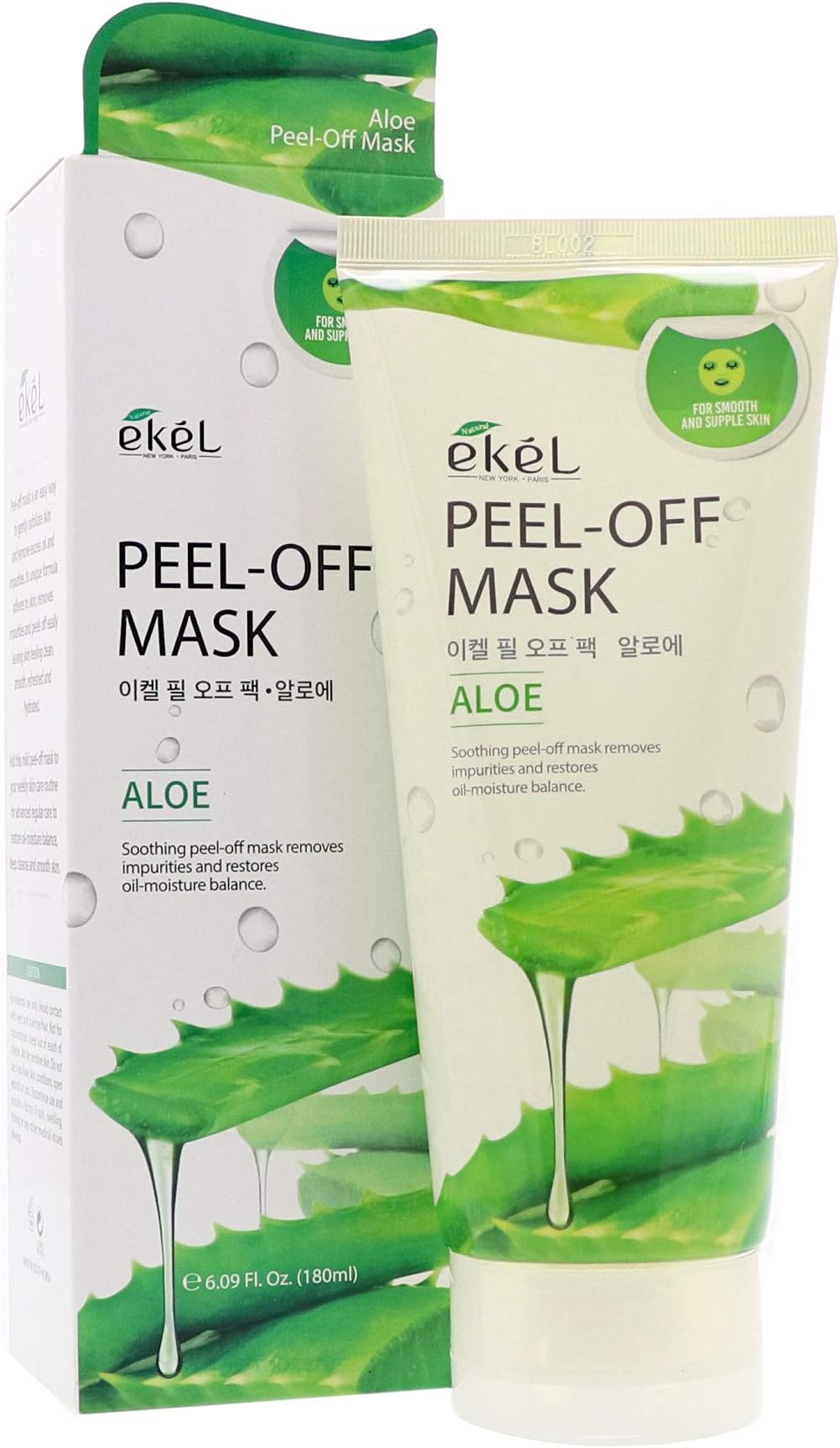 Peel Off Mask Aloe - Soothing Mask Packed with Vitamins, Choline, Salicylic Acid and Folic Acid - Removes Impurities and Restores Oil-Moisture Balance Leaving Smooth and Supple Skin 6.09 oz