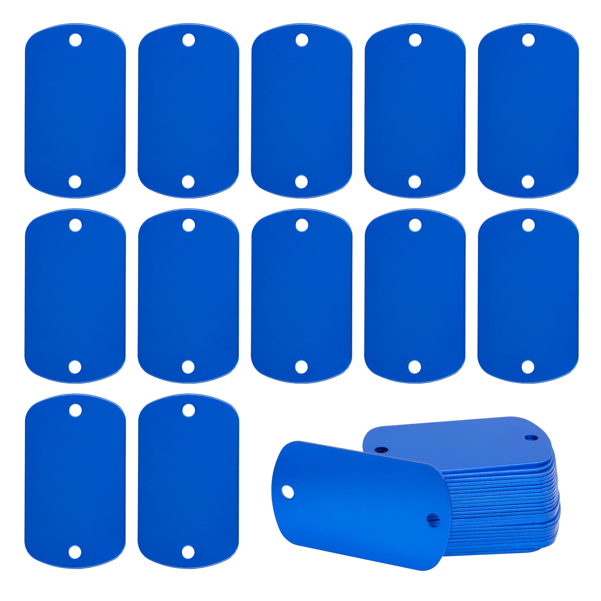 StayMax Anodized Aluminum Engraving Blanks Tags Stamping Blank Dog Tags with 2 Holes 25 Pack (Blue)