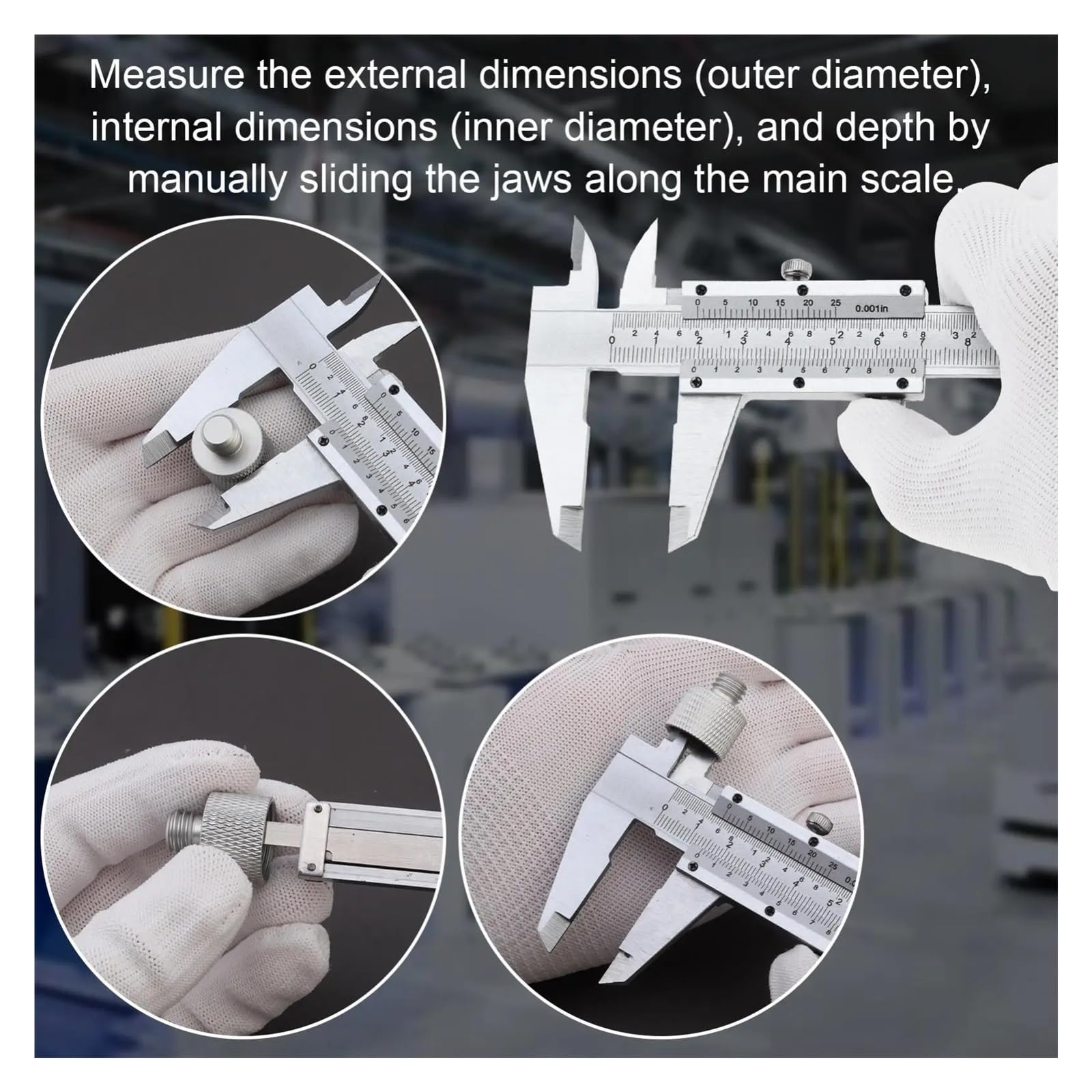 Calibrador Vernier métrico Imperial de Doble Escala, calibrador Vernier Deslizante de Acero al Carbono, Regla, Herramienta de Medida, 150mm, 200mm, 300mm, 1 Uds.(Size-200mm)