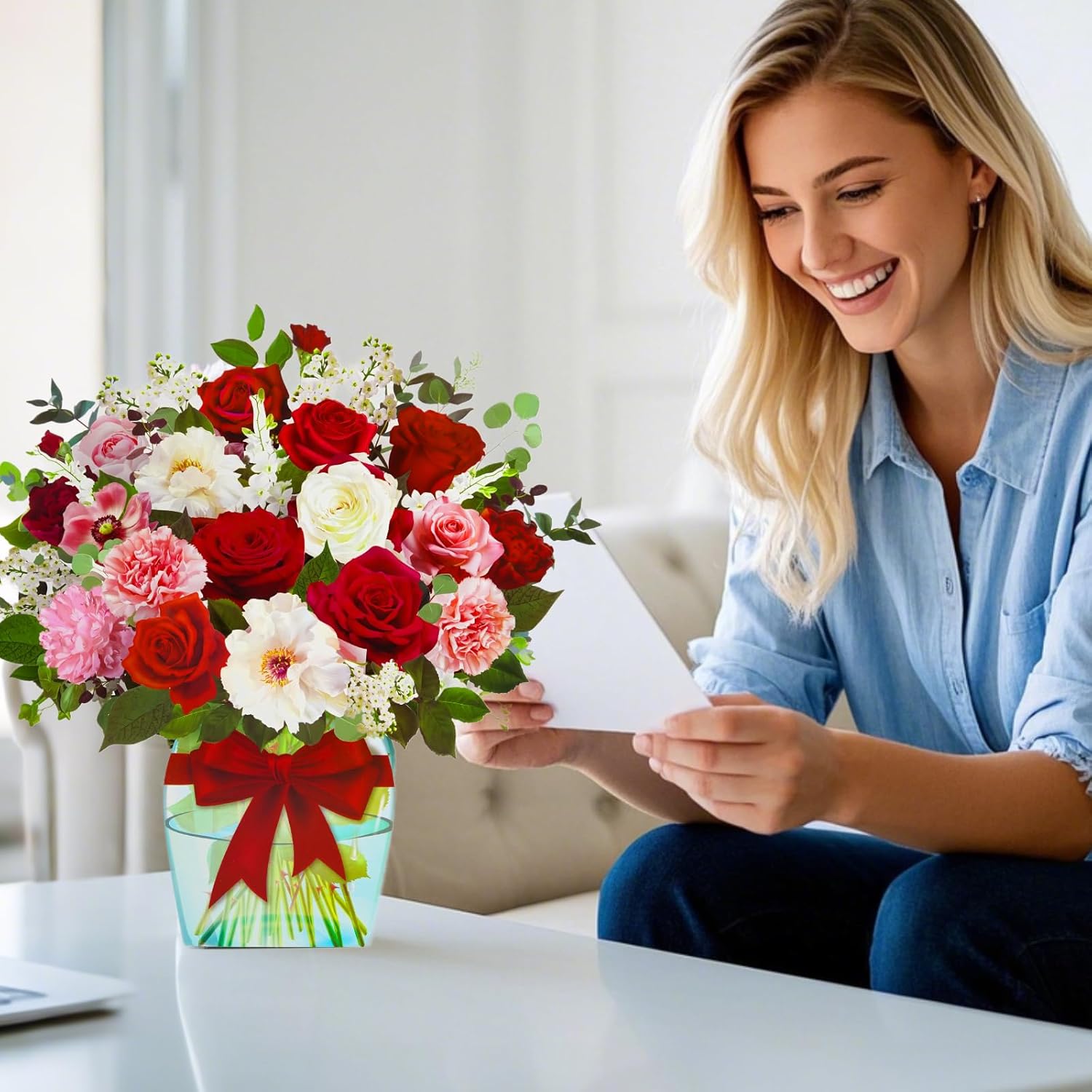 Rose Card with Music and Light, Mothers Day Card with Roses, Flower Bouquet 3D Gift Card, Mothers Day Gifts for Women Mom Wife(Rose) - Image 7