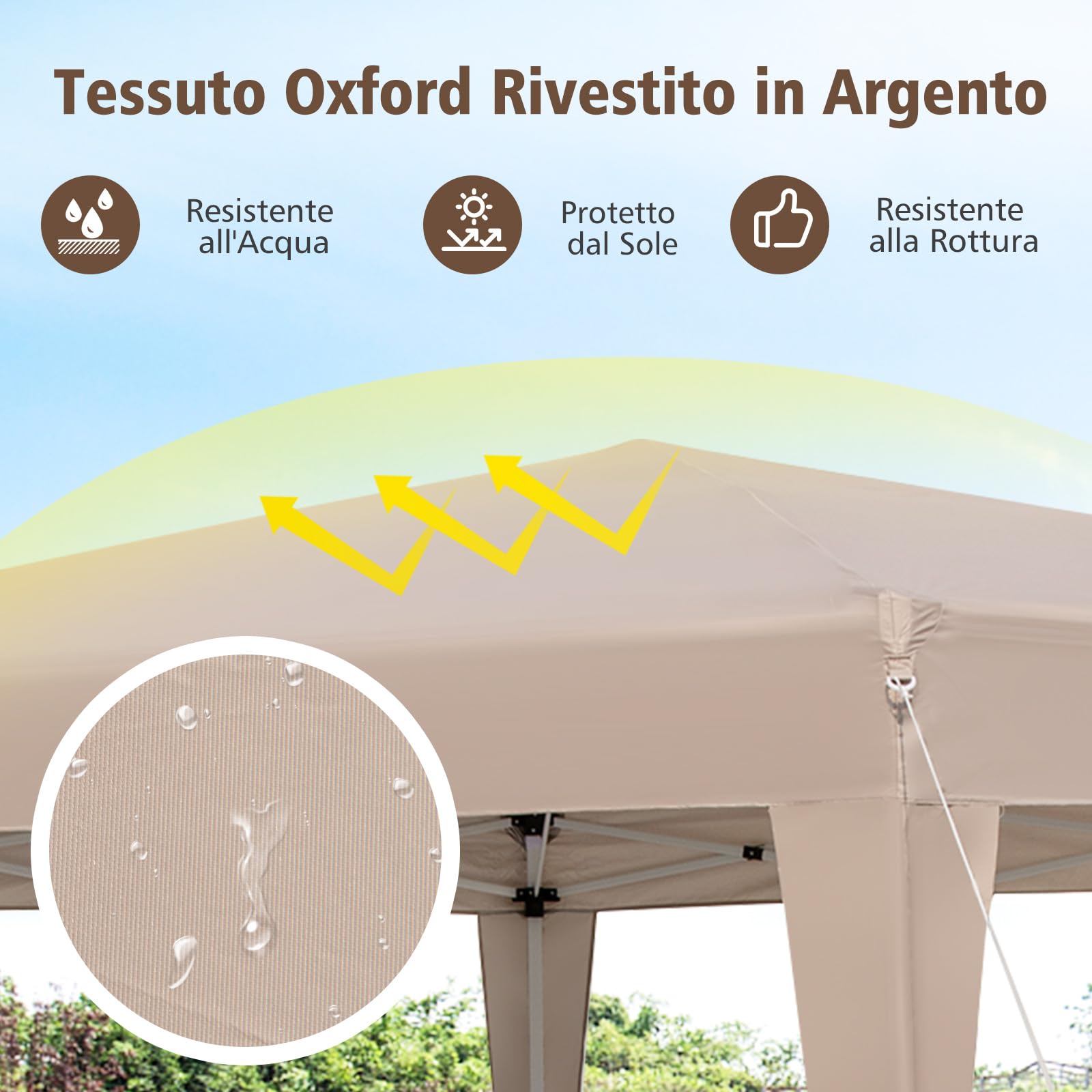COSTWAY Gazebo Pop-Up Pieghevole 4 x 3,5 m, Gazebo da Giardino Impermeabile, Regolabile in Altezza, Tenda da Giardino con Borsa di Trasporto, per Campeggio e Feste
