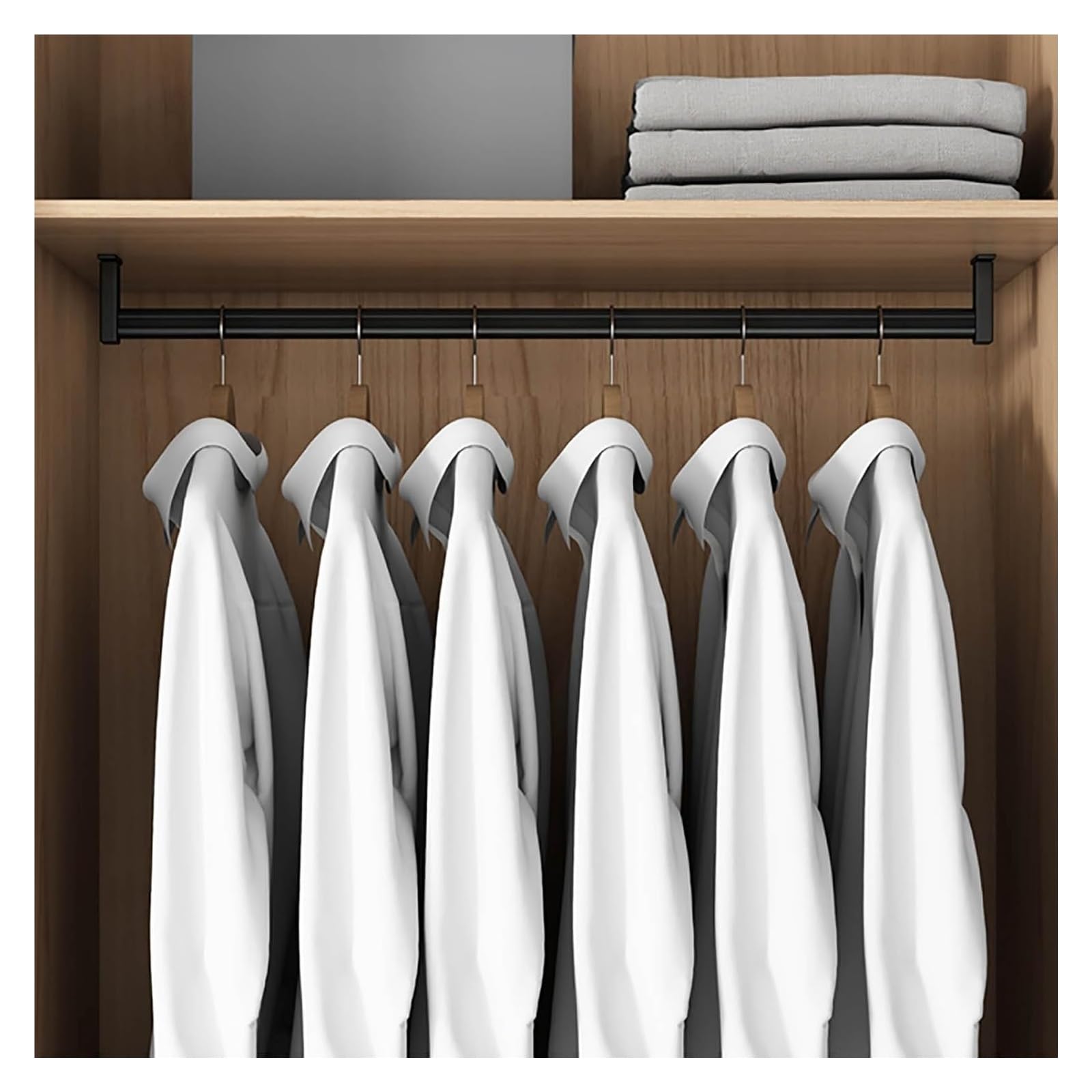 ROHCGHC Wardrobe hanging rods, Closet Clothes Hanger Rail Valet Rods - 40 To 80cm Length Hanging Pole w/mute Bar Top Mount(40cm/15.7in)