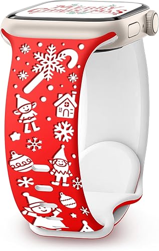 Miniatura 7 de Christmas Gift Compatible with Christmas Apple Watch Bands for Women 49mm 46mm 45mm 44mm 42mm, Soft Silicone Santa Claus for Apple Watch Ultra 3