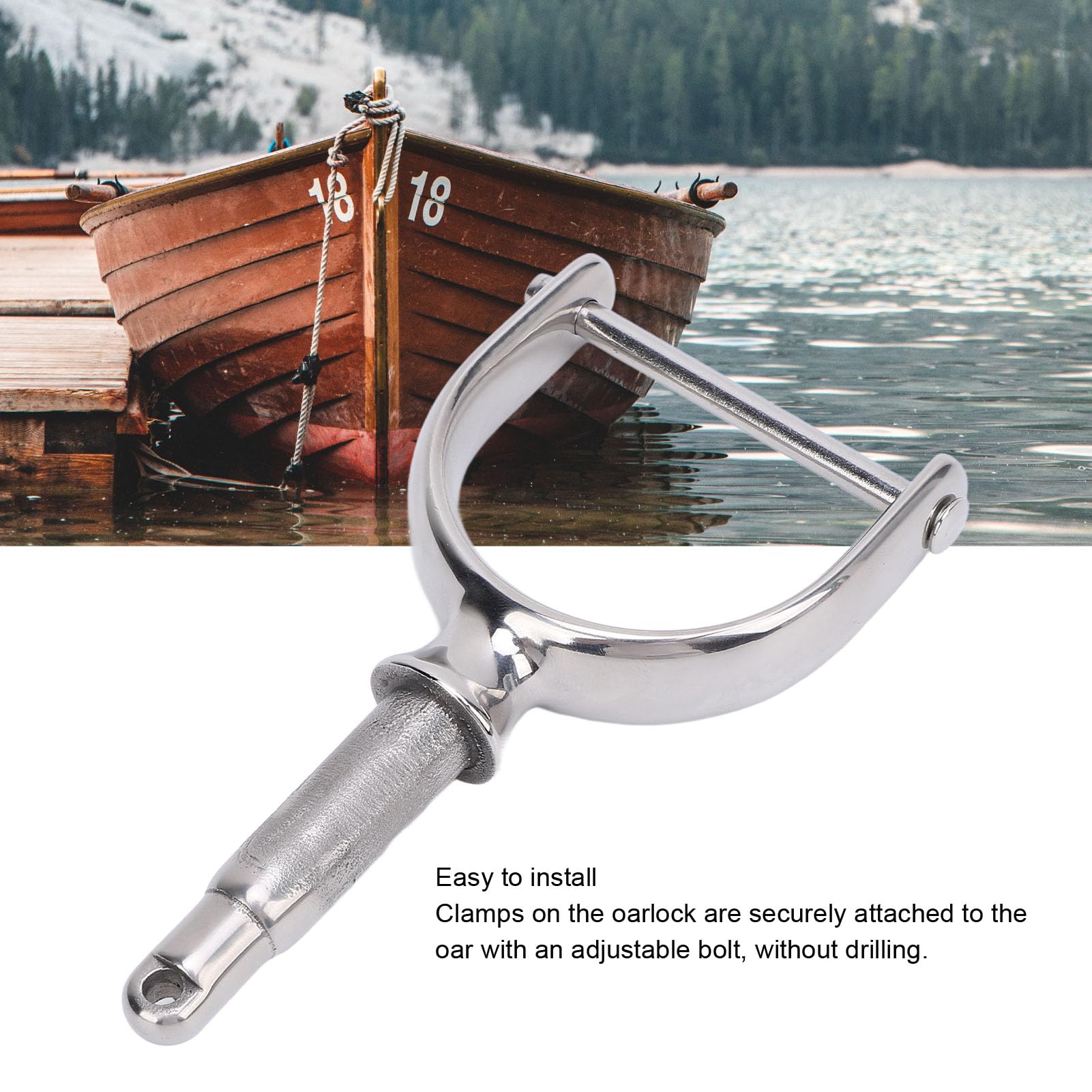 2 Pezzi di Scalmi per Remi in Acciaio Inox 316, Supporti per Pagaie e Remi a Morsetto, Senza Foratura, con Albero da 1/2 Pollice e Bullone Regolabile per Canoe, Kayak, Piccole