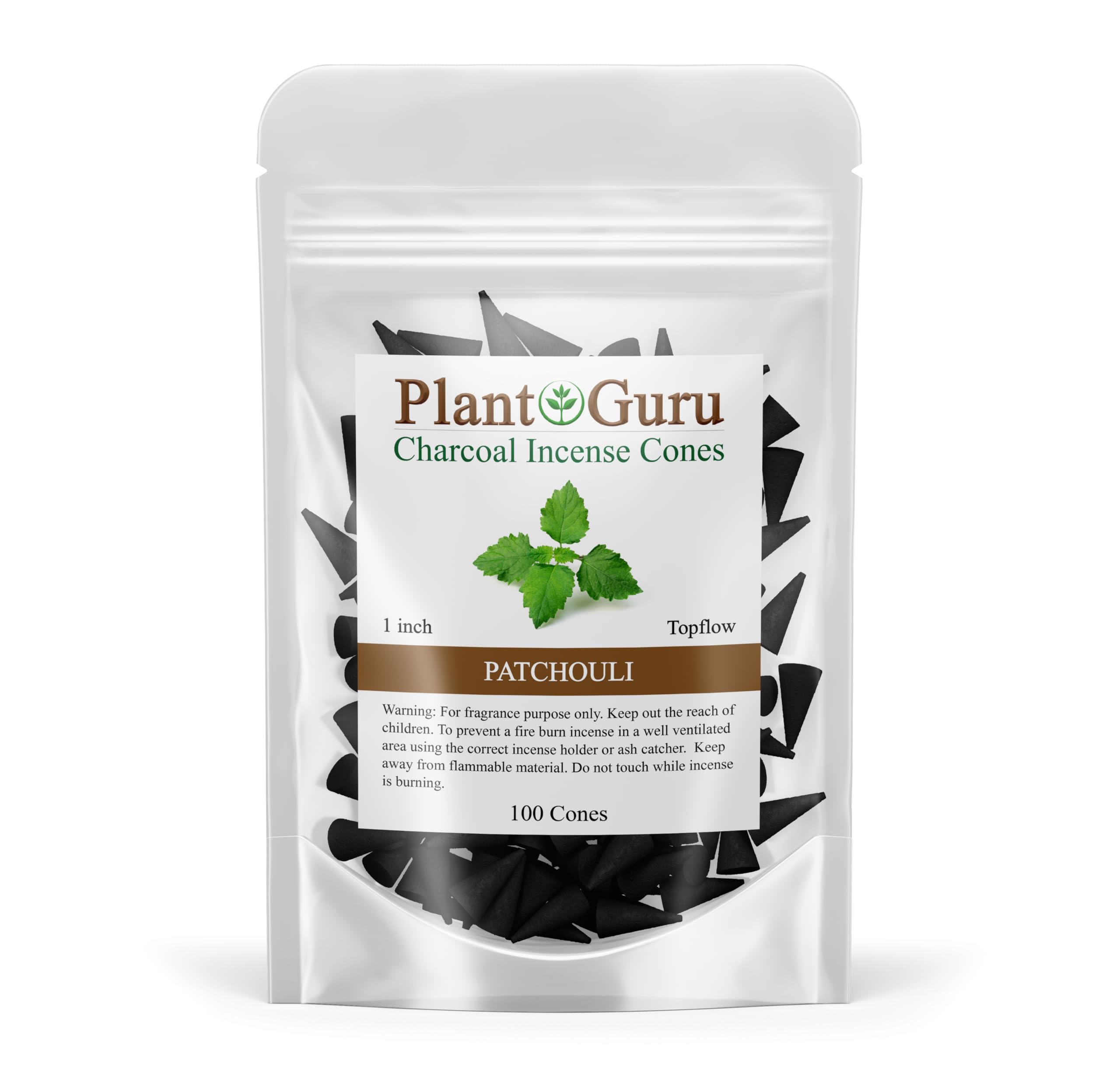 Patchouli Charcoal Incense Cones 1" TOPFLOW - 100 Pack Bulk - Natural Scented Cones Handmade Hand Dipped