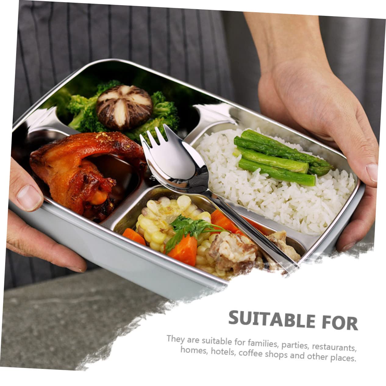 BRIGHTFUFU 304 Stainless Steel Salad Forks Dual Use Fork Spoon Lightweight and Compact for Kitchen Supplies