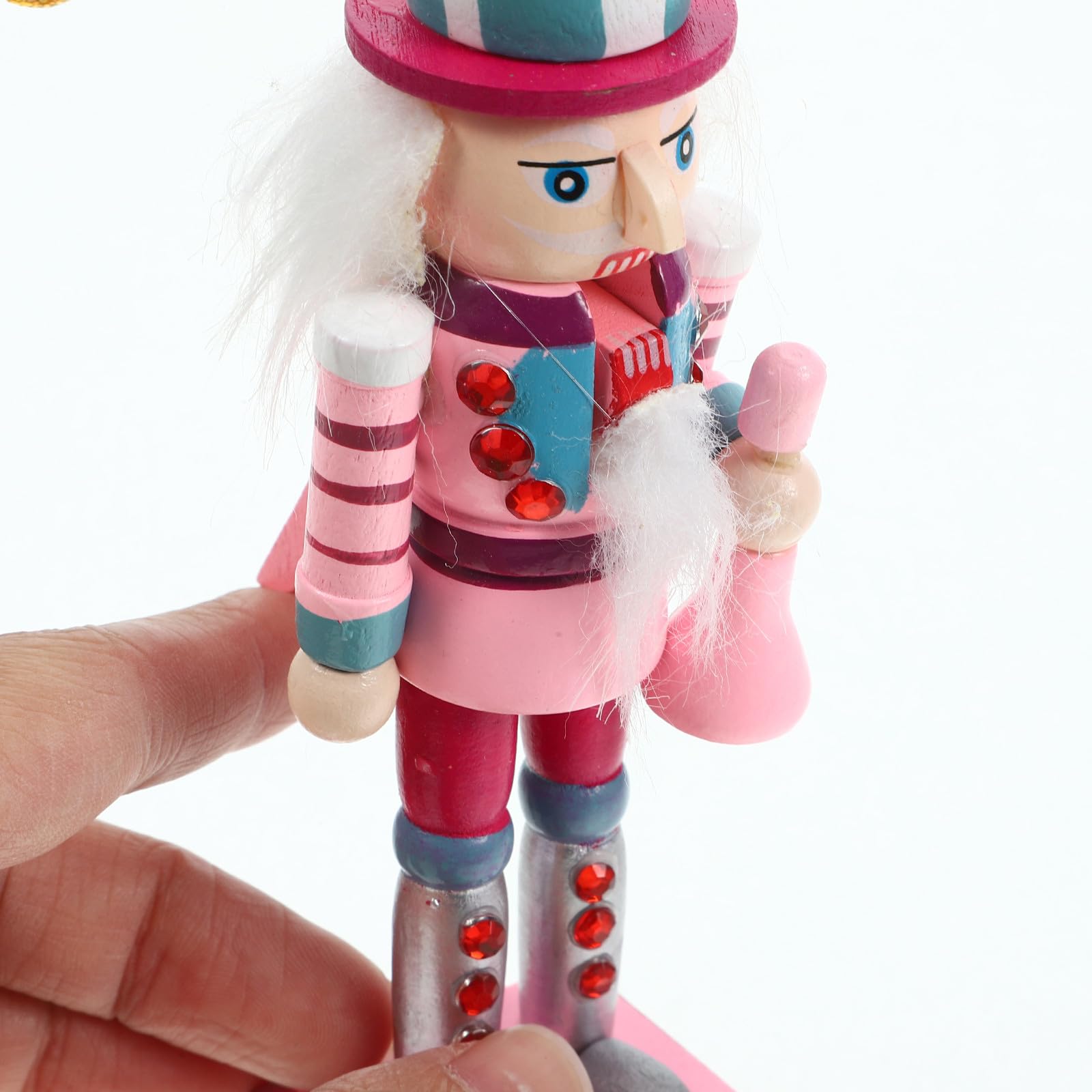 15 Piezas Figura de Cascanueces de Madera, Adorno Navideño para