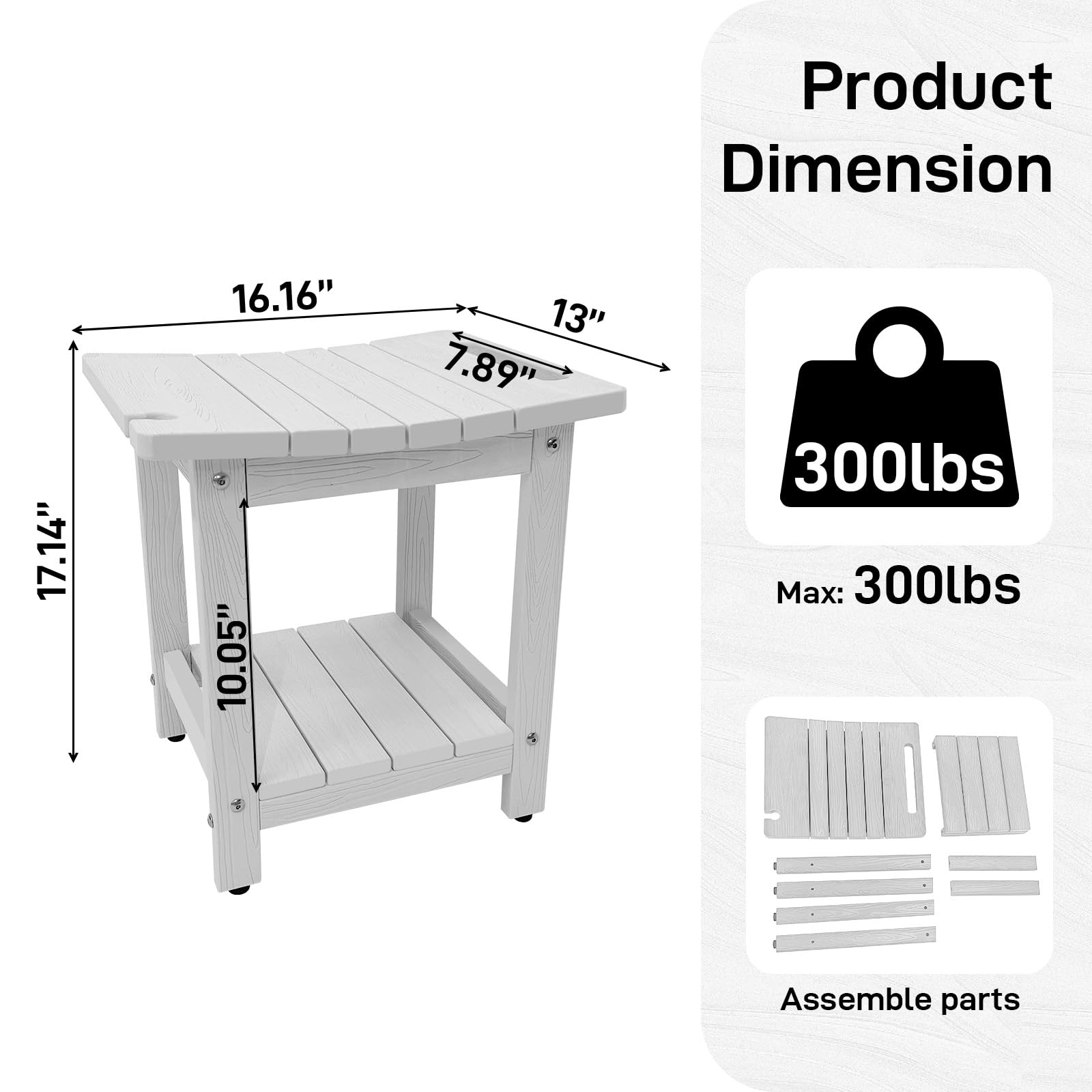HDPS - Banco de ducha, silla de ducha interior para afeitarse las piernas, taburete de ducha impermeable de 2 niveles para adultos, resistente a la intemperie, antideslizante, asiento de ducha