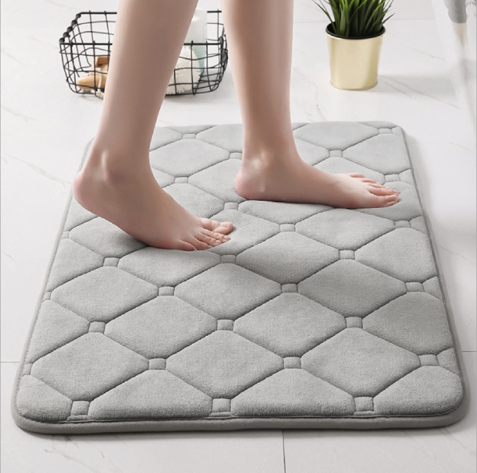 Memory Foam Badvorleger, saugfähig, super gemütlich, Badezimmerteppich, Badematte, 60 x 90 cm