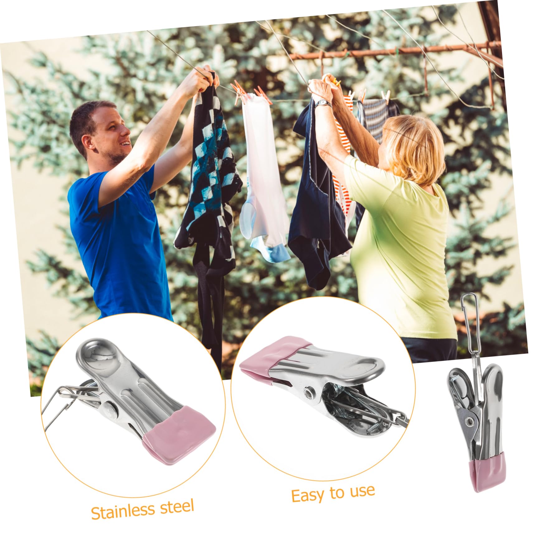 MAGICLULU 24pezzi Mollette Acciaio Inossidabile Resistenti Per Bucato Clip Per Asciugamani e Abbigliamento Per Uso e Antivento e Multifunzionali Chiusura