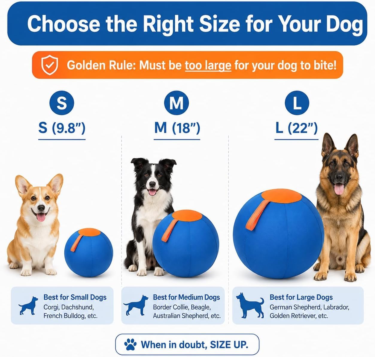 Ballon Chien Interactif Ultra-Résistant - Ballon Increvable pour Chien Actif, Jouet Indestructible Grande Taille pour Extérieur, Stimule l'Instinct de Poursuite (A, 55cm)