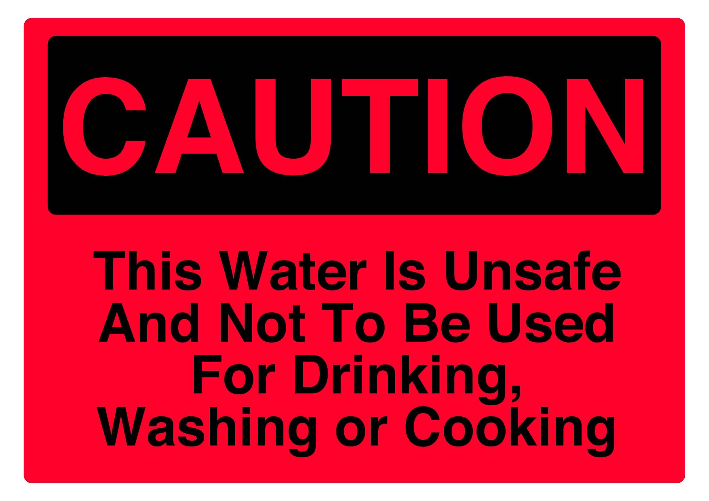 This water is unsafe and not to be used for drinking washing or cooking Sign, 12x8 Inch Metal Tin Sign, Hazard Caution Plaque for Outdoor and Industrial Water Zones