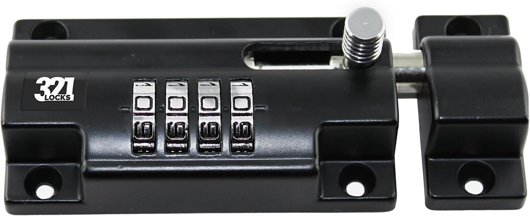 Sliding Bolt Lock Combination - 4 Digit Pin Code Dial and Black Finish - Set Your Own Code and Change Anytime. Bolt Lock Latch for Shed, Gate, Storage or Front Door.
