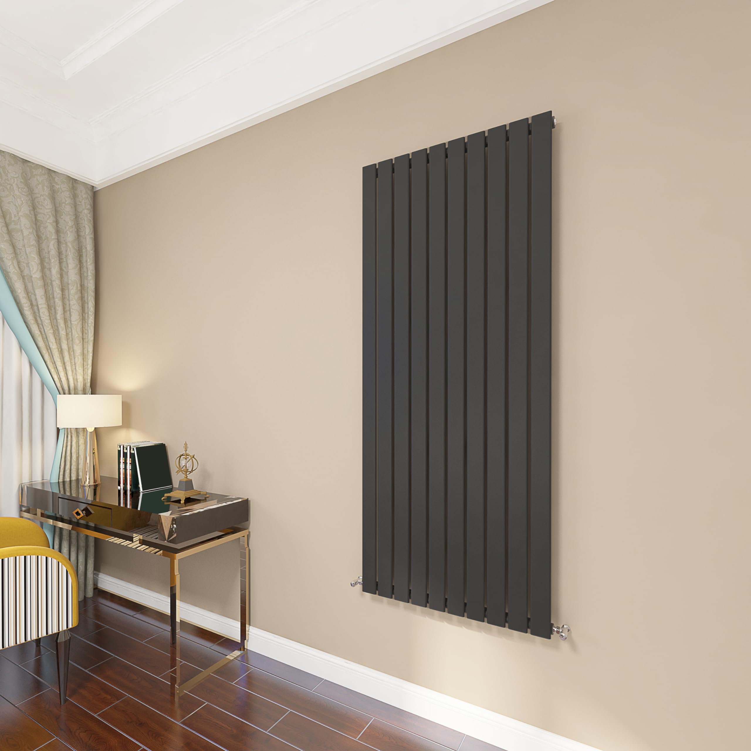 Acezanble Black Flat Panel Radiator 1600X680mm Vertical Radiator Single Column Horizontal Radiator Modern Designer Central Heating Radiators