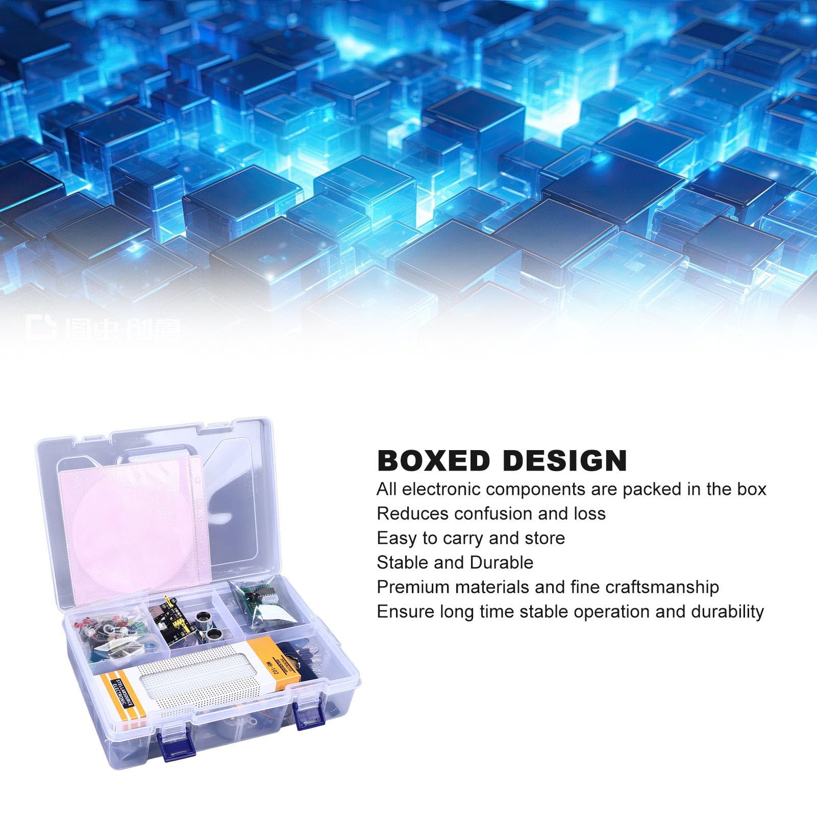 Kit per basetta elettronica 830 punti di connessione con modulo di alimentazione e componenti completi