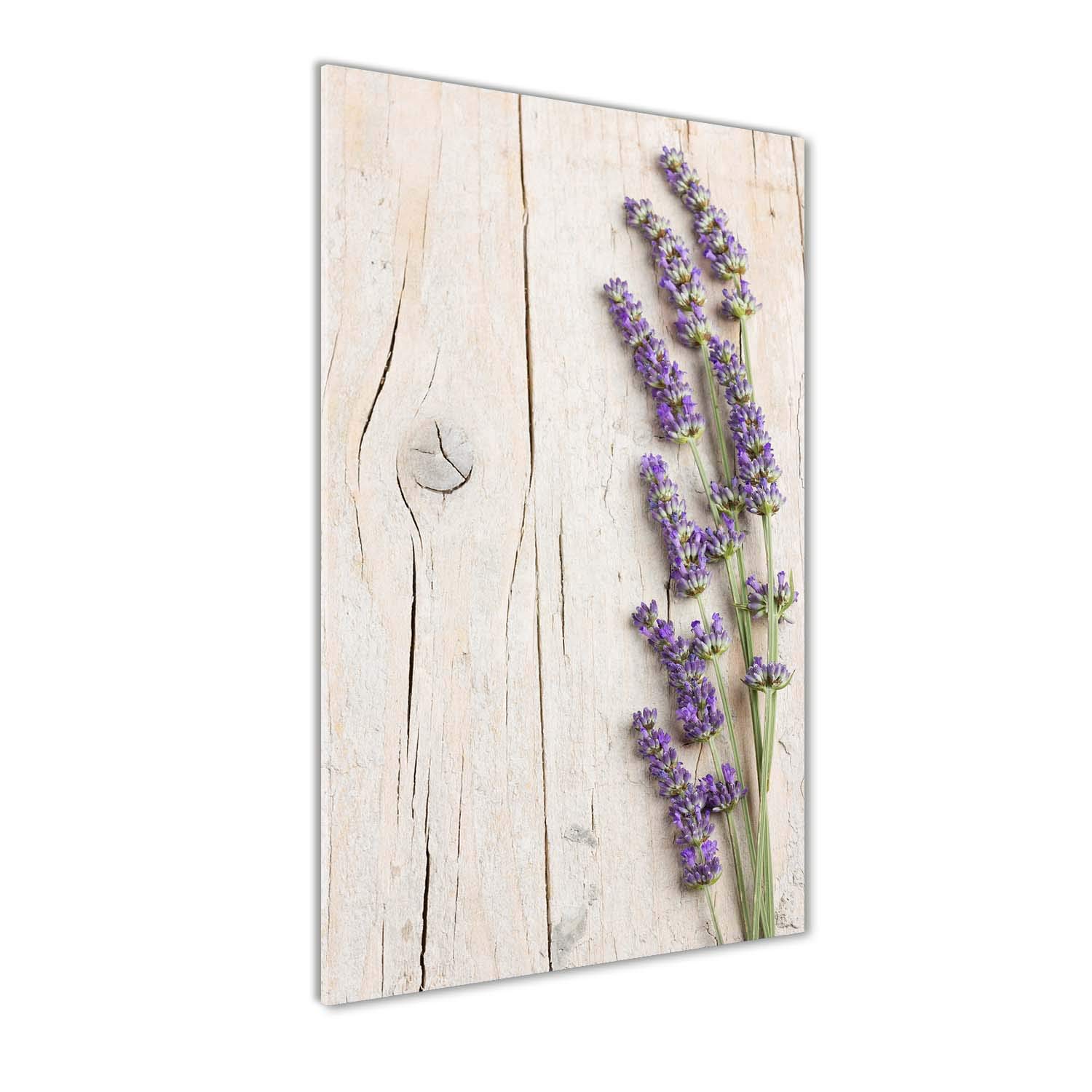 Tableau lavande sur le bois Tulup en verre trempé 70x140cm pour mur élégant
