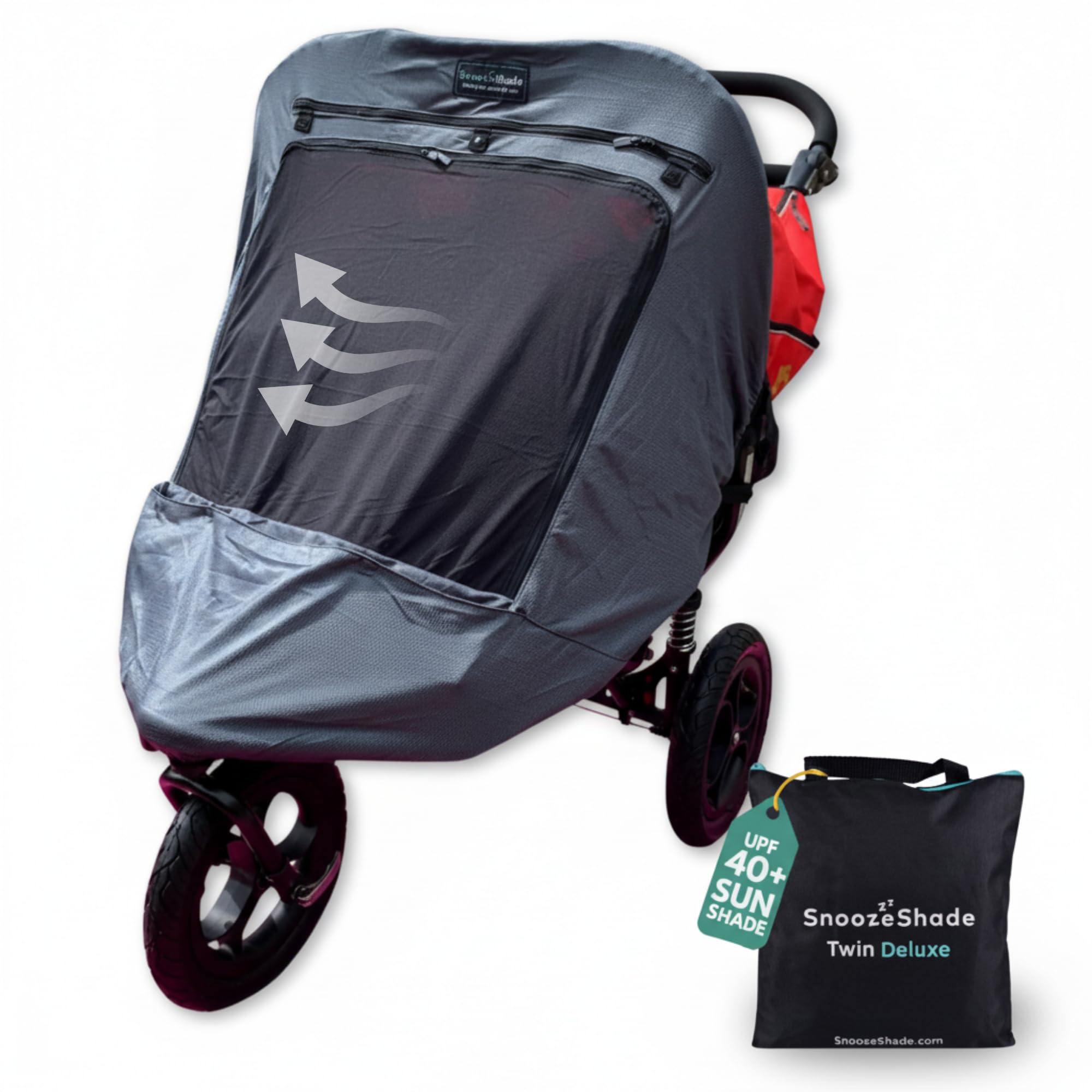 Amazon.com: SnoozeShade Twin Deluxe – Universal Fit Sun Shade & Sleep Cover for Double Strollers – Breathable Mesh, Peek-a-Boo Panel, Blocks 97.5% UV (UPF 40+), Mosquito Net, for Side-by-Side Twins : Baby