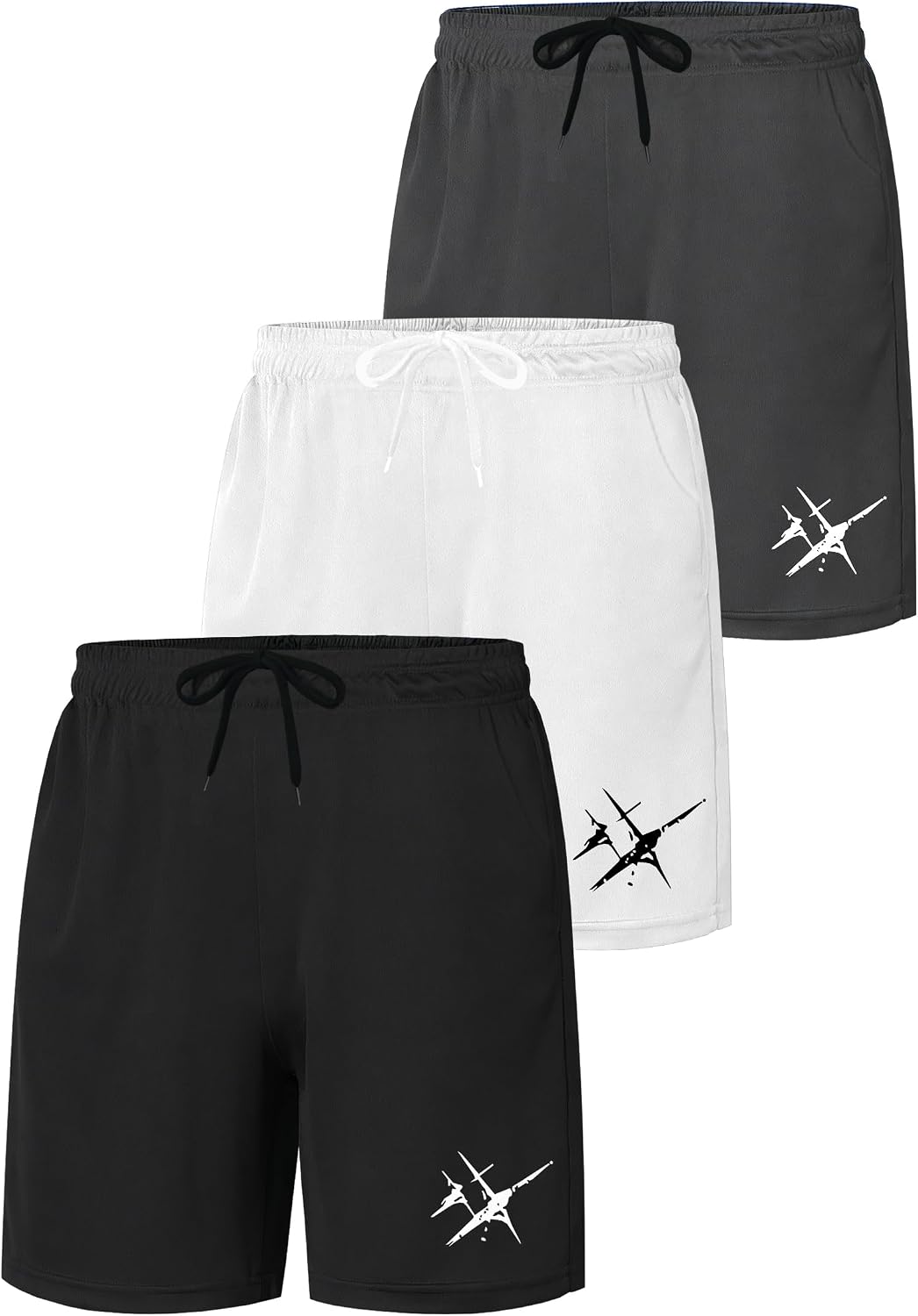 3 Pack Athletic Gym Mens Shorts Elastic Waistband Quick Dry with Pockets for Basketball Tennis Workout Activewear