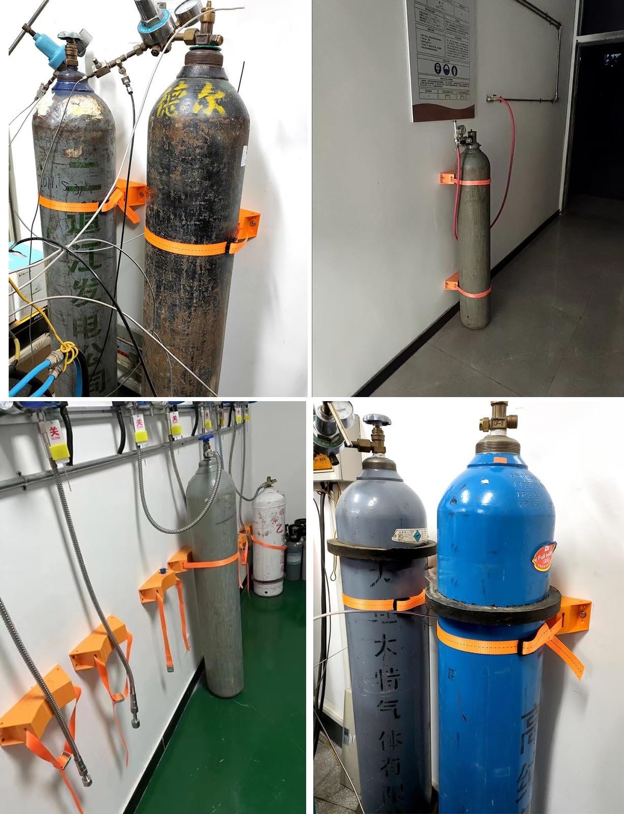 Supporto per bombola di Ossigeno da Parete - Supporto per bombola di Ossigeno con Catena Metallica Regolabile con Viti, Organizer per bombola di Gas Nitroso/acetilene, ripiano Fisso per Una