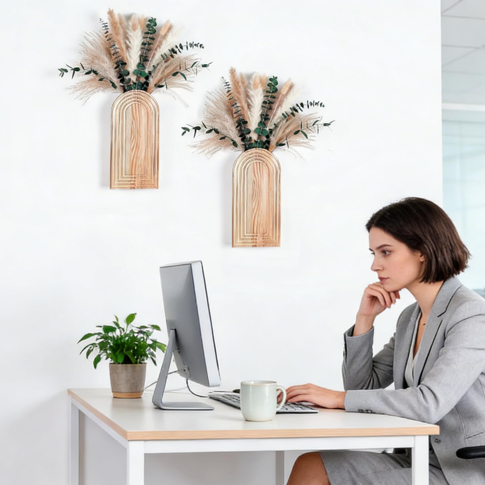 Wandvase, 2-teilig, rustikal, Boho-Stil