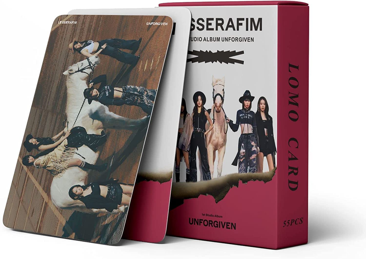 QKDEYTWTR 55 Pieces the Sserafim Unforgiven New Album Cards Le Sserafim Postcards Fans Kle Sserafim Photocard Cards/B