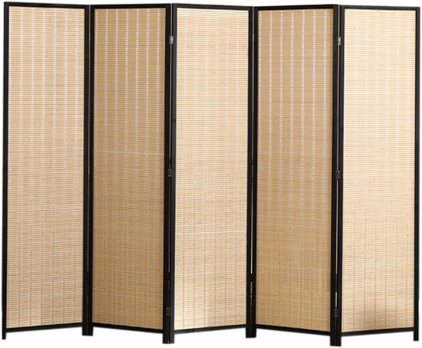 Japanese Bamboo Folding Room Divider - 5 Panel Freestanding Partition Screen for Bedroom & Living Room, Short 1m, 1.2m, 1.5m, 1.8m - Elegant Indoor Privacy Solution