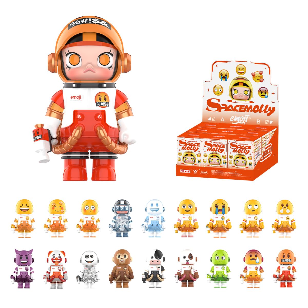 POP MART MEGA SPACE MOLLY 100% × emoji？ Series Figure