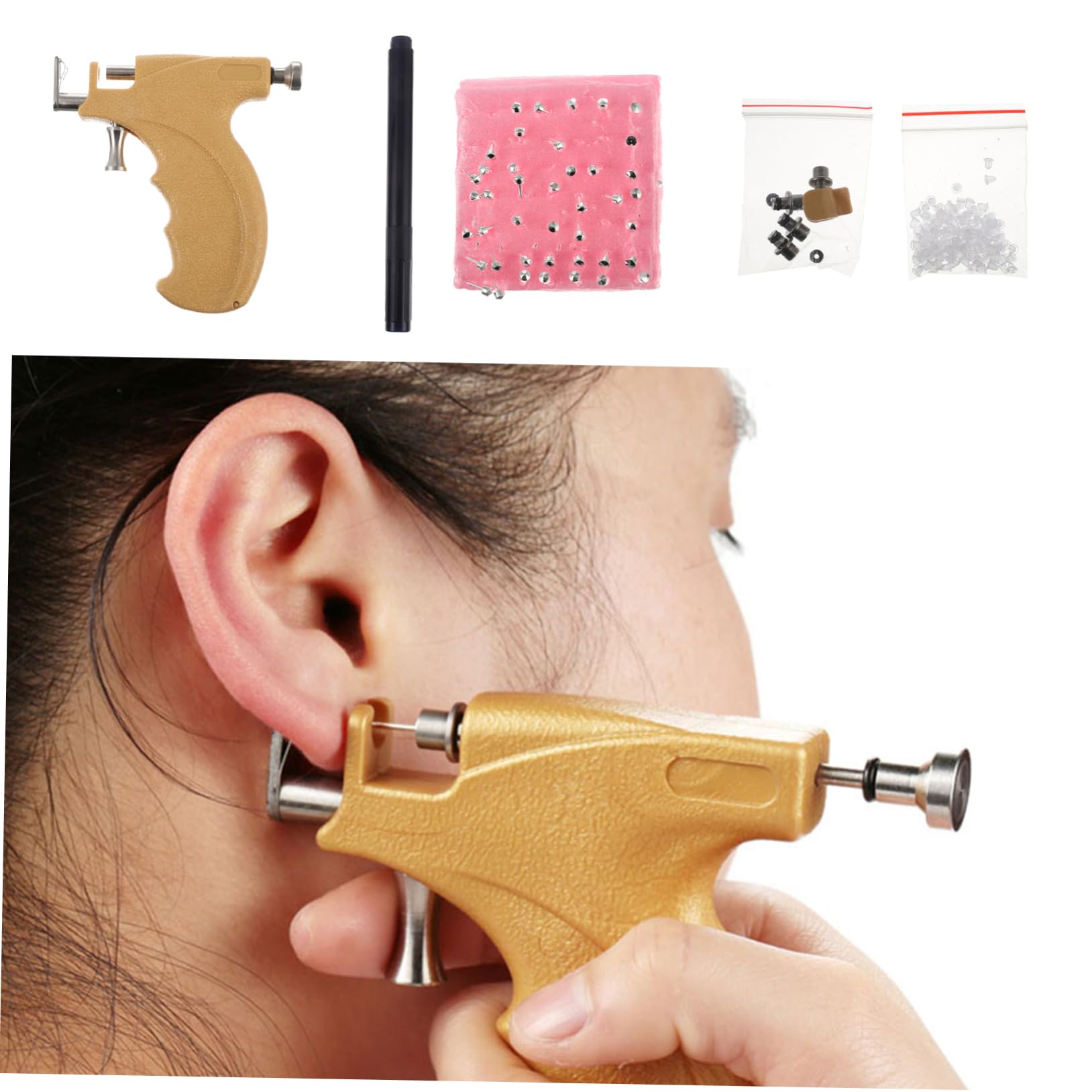 Baluue 1set Per Piercing Auricolari Kit Per Orecchie Inossidabile Facile Usare Blu
