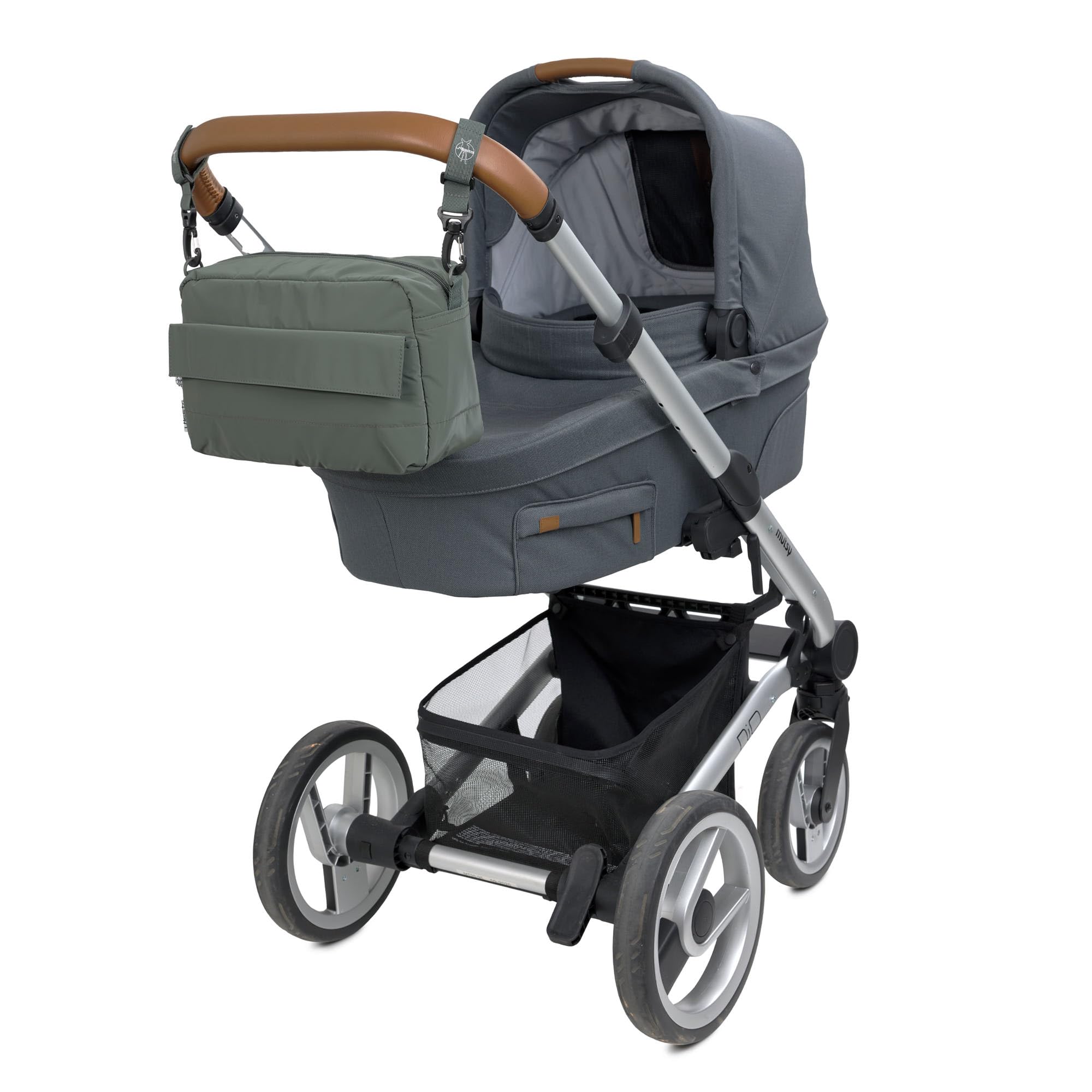 LÄSSIG Organizador para cochecito de bebé bolso bandolera bolso para cochecito incl. enganche para cochecito/Casual Buggy Organizer Bag olive