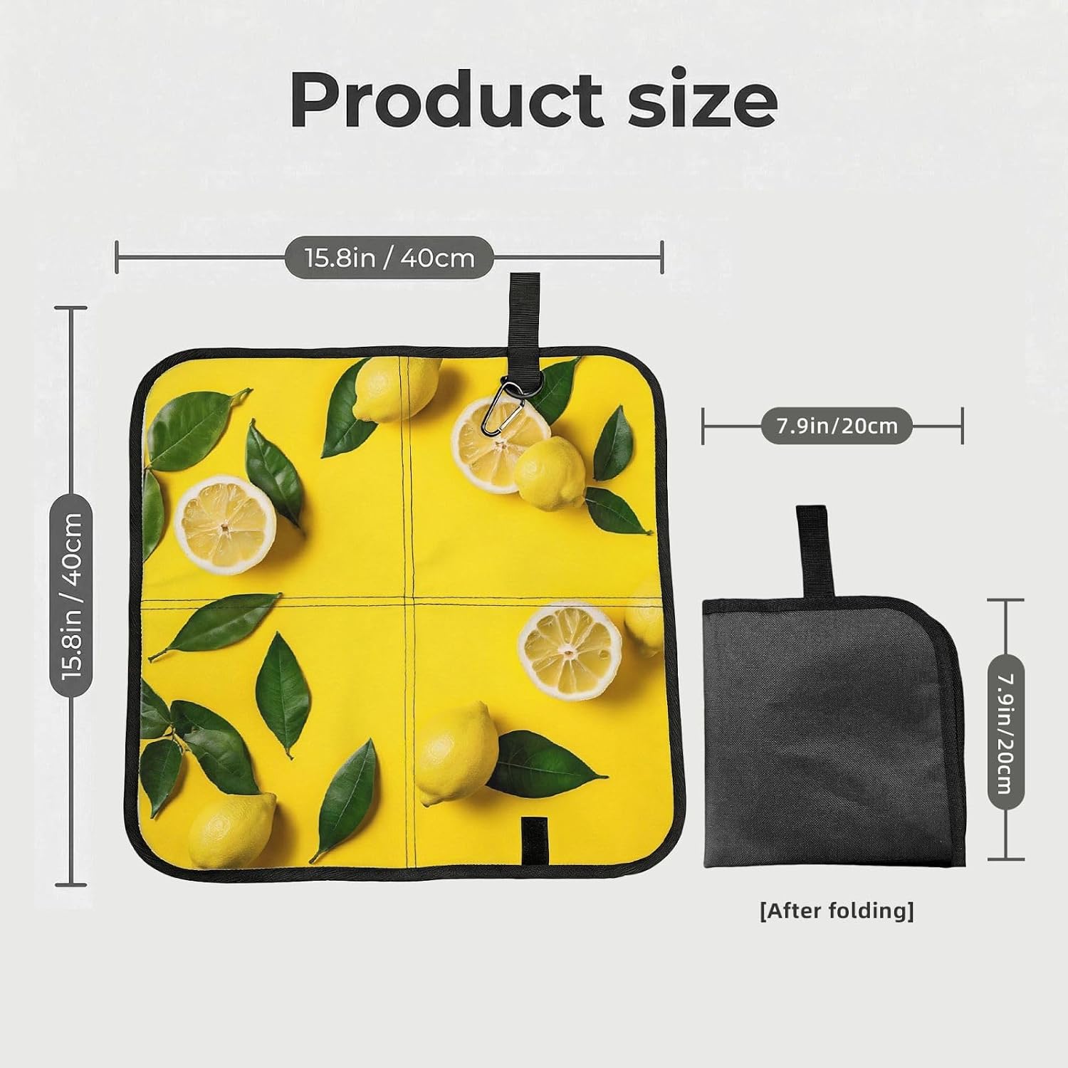 (Yellow Lemon) Sitting Pad Foldable Seat Cushion Lightweight Camping Seat Mat with Hook for Outdoor Hiking Picnic Camping