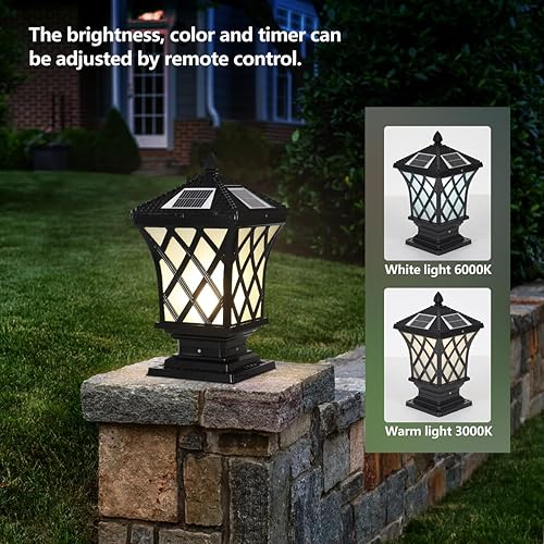 Miniatura 7 de PTOUG Luces de columna al aire libre, luz tradicional impermeable para poste de jardín, lámpara de pilar moderna de aluminio para exteriores, patio,