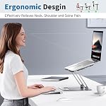 Adjustable Laptop Cooling Stand with 2 Quiet Fans & RGB Lighting, Aluminum Alloy & Foldable Ergonomic Design for MacBook, Lenovo, ASUS, Dell 10-16 Inch, Perfect for Gaming, DJ, Office - Silver