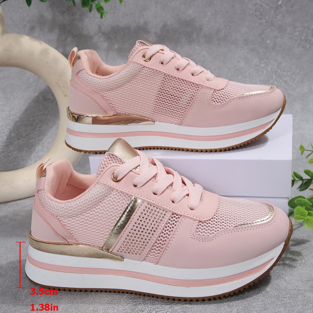 Tenis de plataforma para mujer, estilo retro, para caminar, con cuña